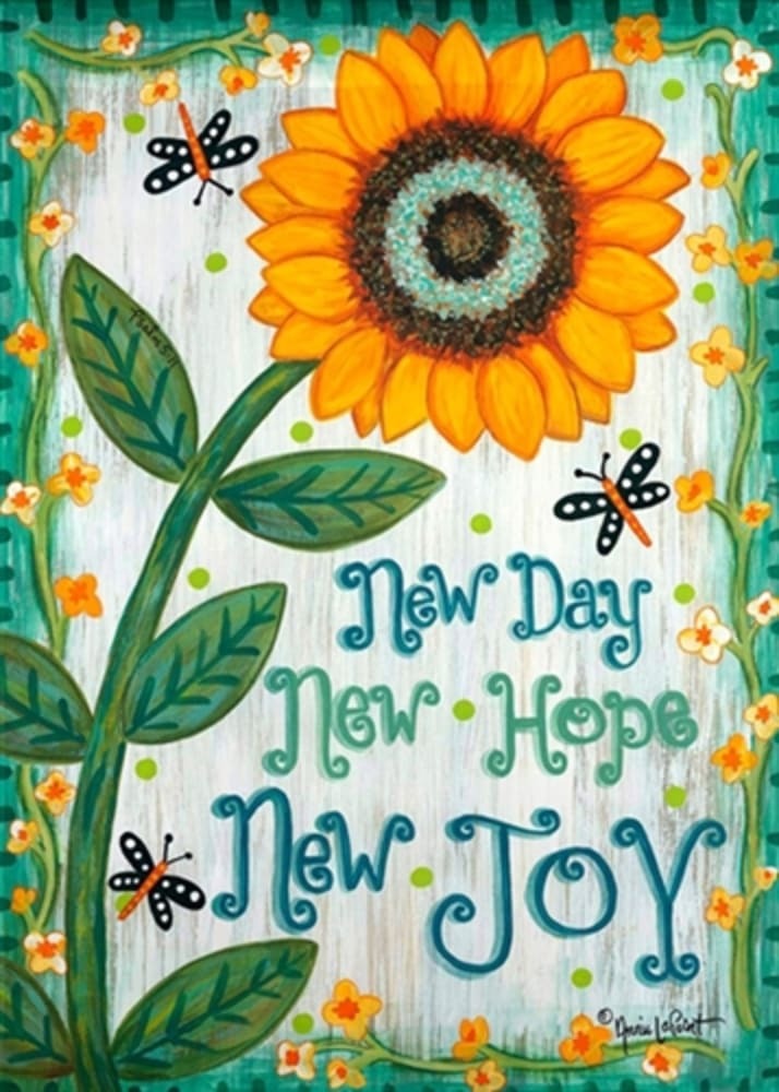 Evergreen New Day Printed Suede Garden Flag