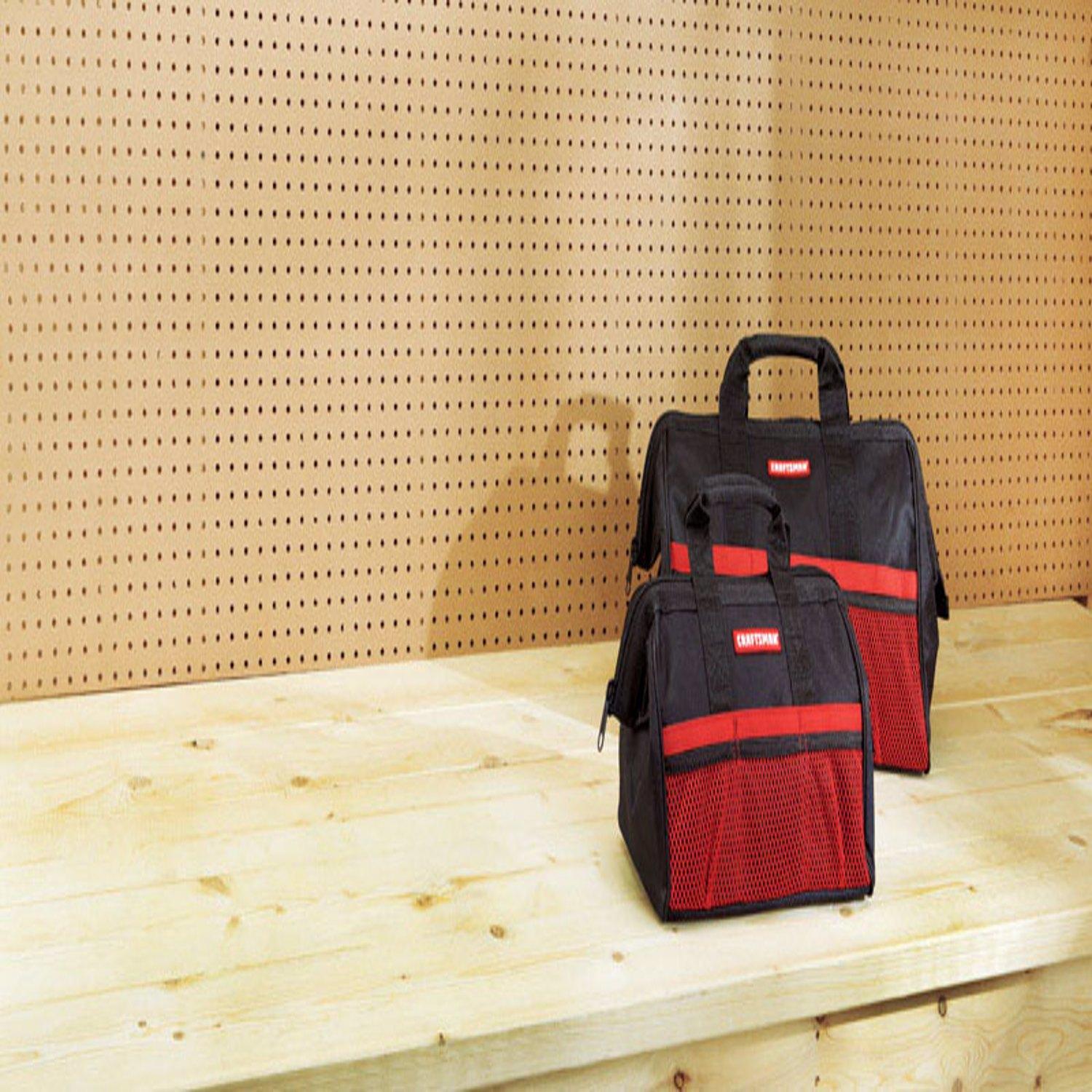 CRAFTSMAN 13 in. W X 18 in. H Ballistic Nylon Tool Bag Set Black/Red 2 pc
