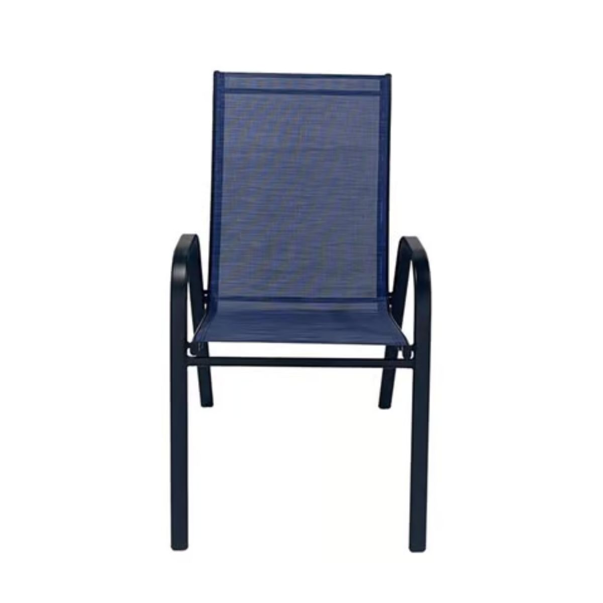 Living Accents Blue Sling Black Steel Frame Stackable Dining Chair