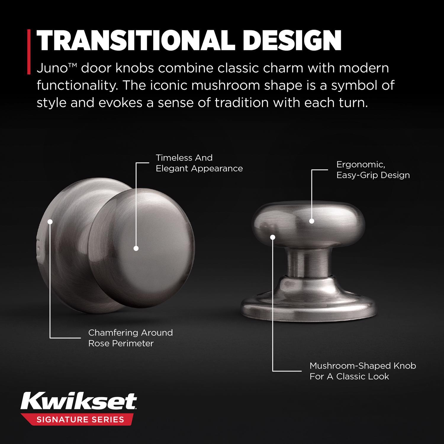 Kwikset Juno Satin Nickel Passage Door Knob 1-3/4 in.