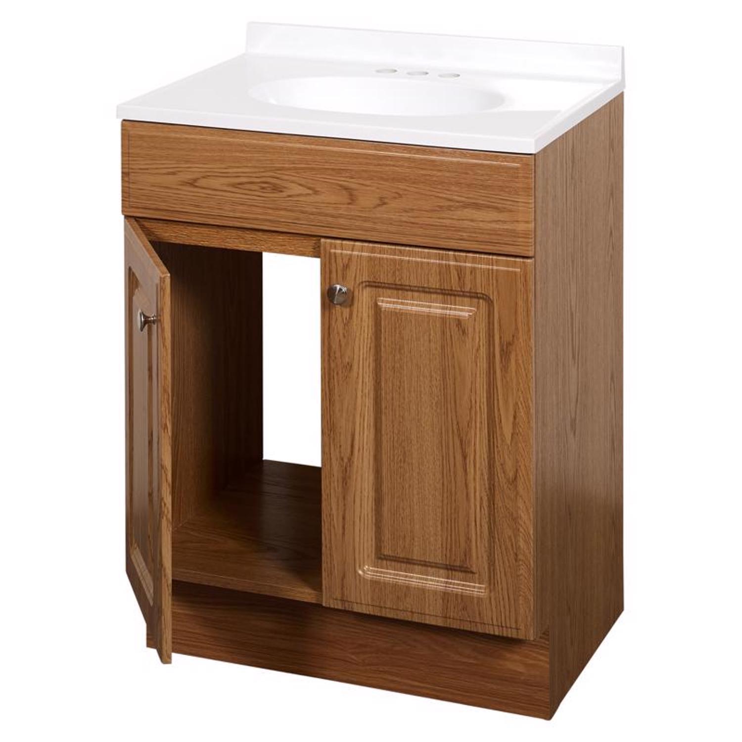 Zenna Home Single Oak Bathroom Vanity 24 in. W X 18 in. D X 35 in. H
