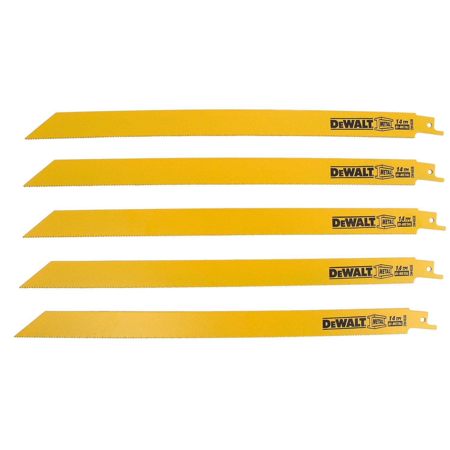 DEWALT 12 in. Bi-Metal Reciprocating Saw Blade 14 TPI 5 pk