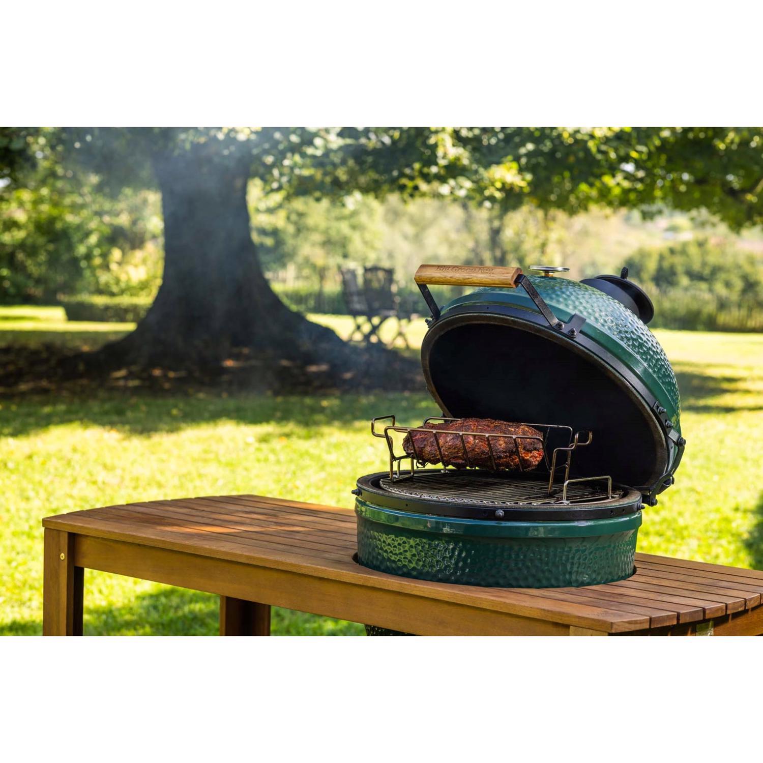 Big Green Egg Custom EGG Table Acacia Wood 31 in. H X 25 in. W X 60 in. L