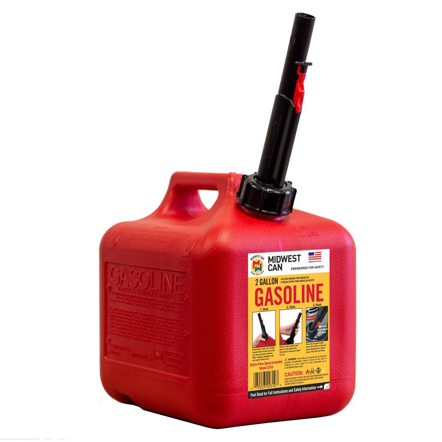 Midwest Can Quick Flow Spout HDPE Gas Can 2 gal