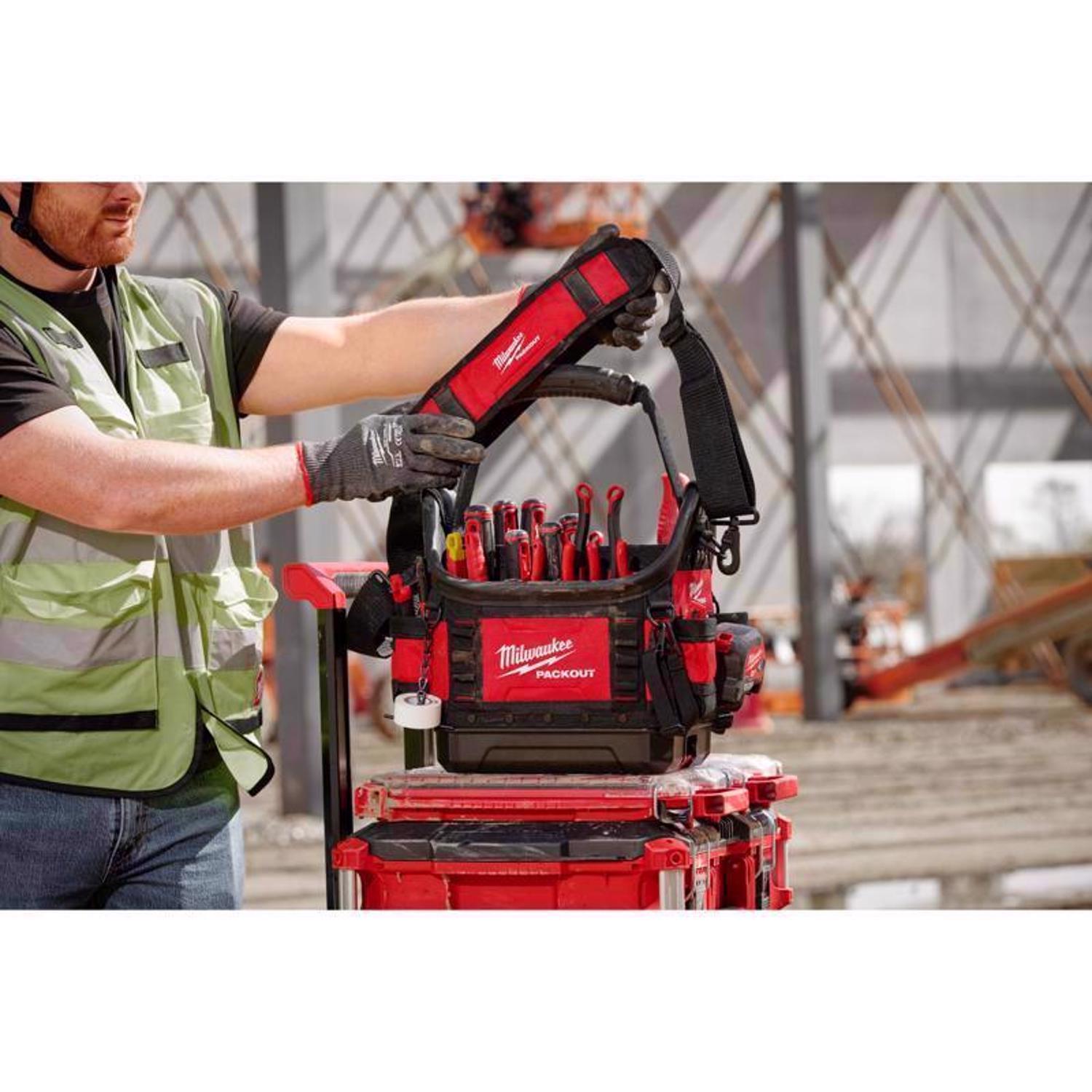 Milwaukee Packout 9.75 in. W X 19 in. H Ballistic Structured Tool Tote 35 pocket Black/Red 1 pc