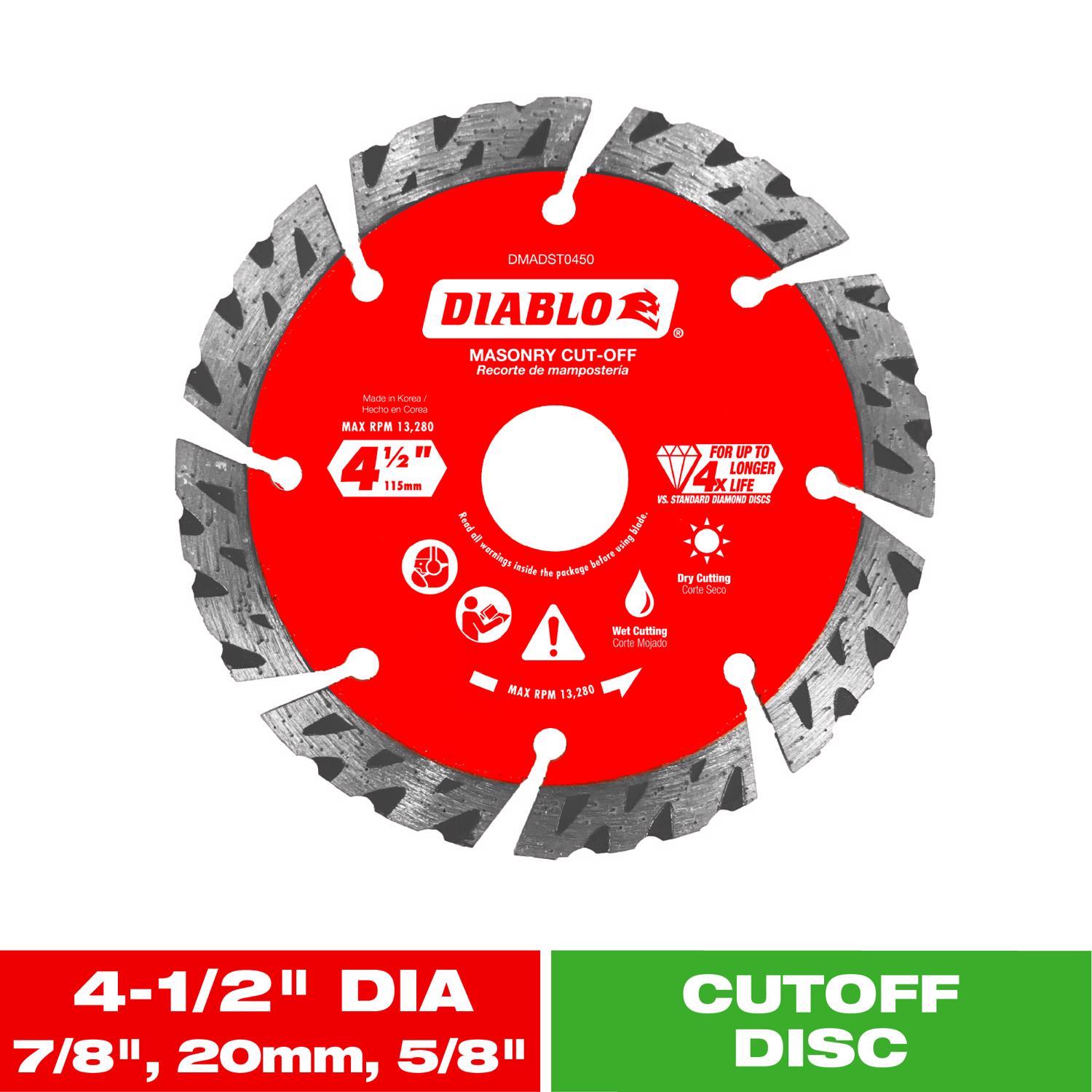 Diablo 4-1/2 in. D X 7/8 in. X.094 in. thick Diamond Segmented Turbo Masonry Cut-Off Disc