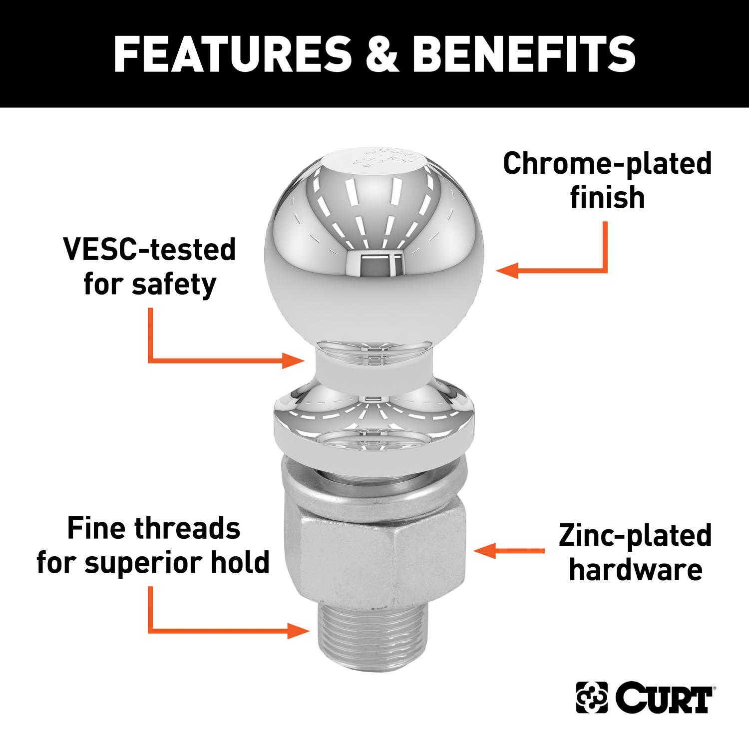 CURT 3500 lb. cap. 2 in. Hitch Ball