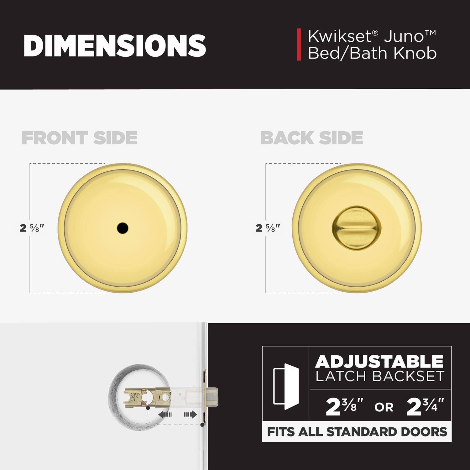 Kwikset Juno Polished Brass Privacy Lockset 1.75 in.