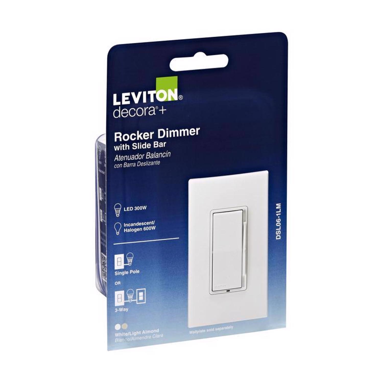 Leviton Decora Multicolored 600 W Rocker Dimmer Switch 1 pk