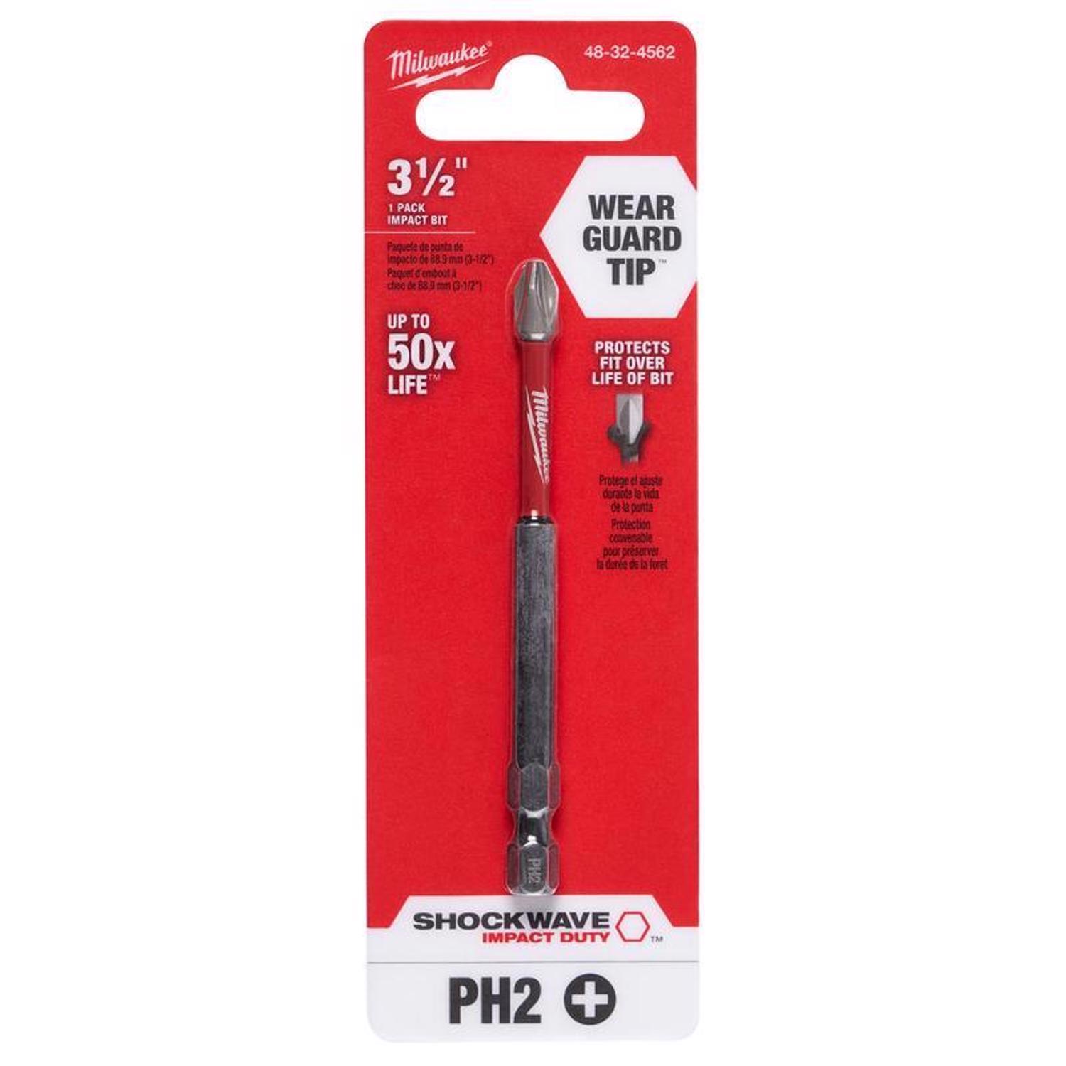 Milwaukee Shockwave Phillips #2 X 3-1/2 in. L Impact Power Bit Steel 1 pc