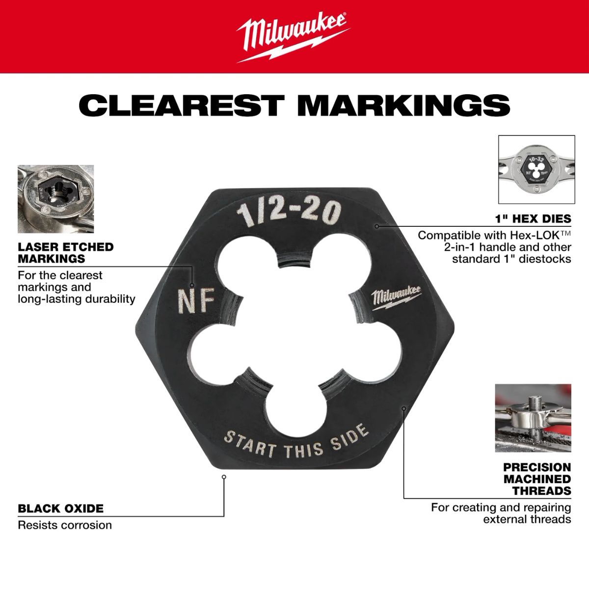 Milwaukee 8-32 NC 1 in.Hex Threading Die