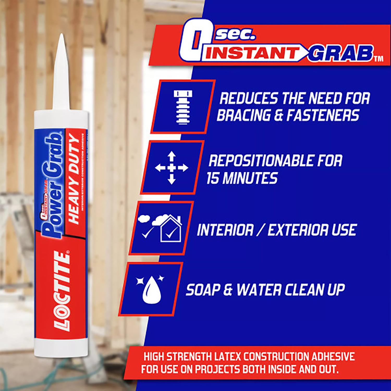 Loctite Power Grab Heavy Duty Synthetic Latex Construction Adhesive 9 oz