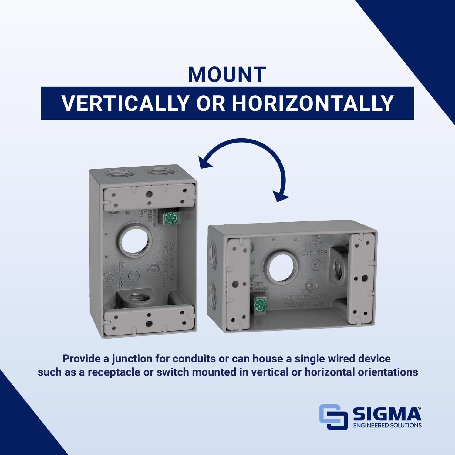 Sigma Engineered Solutions New Work 18.3 cu in Rectangle Die-Cast Metal Weatherproof Box Gray