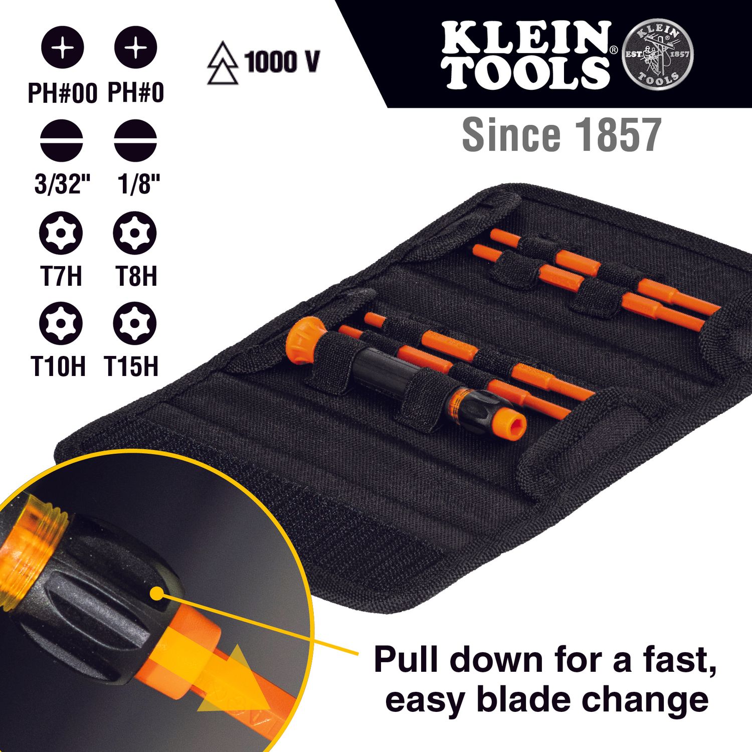 Klein 8-in-1 Insulated Precision Screwdriver Set with Case