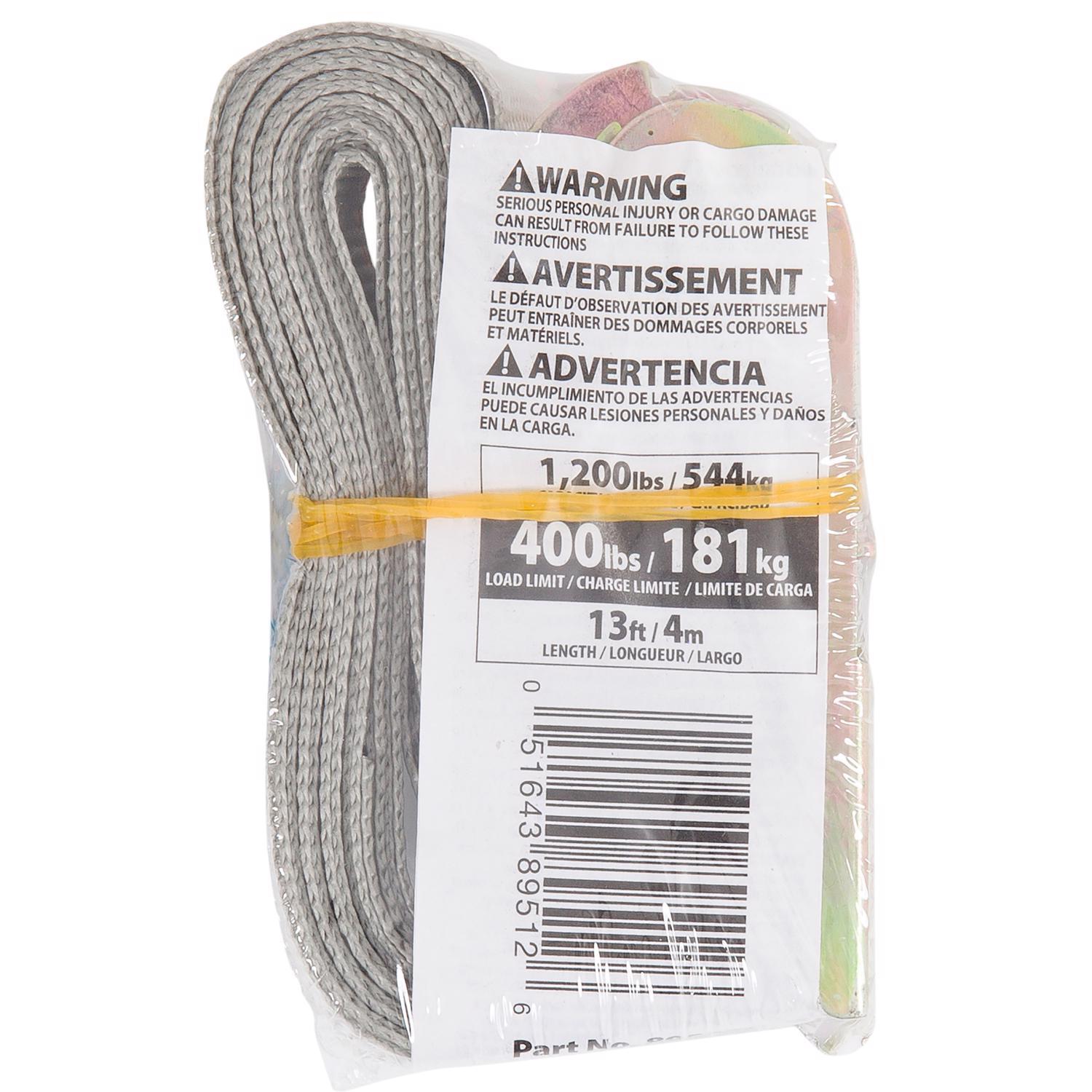 Keeper 1 in. W X 13 ft. L Gray Tie Down w/Ratchet 400 lb 1 pk