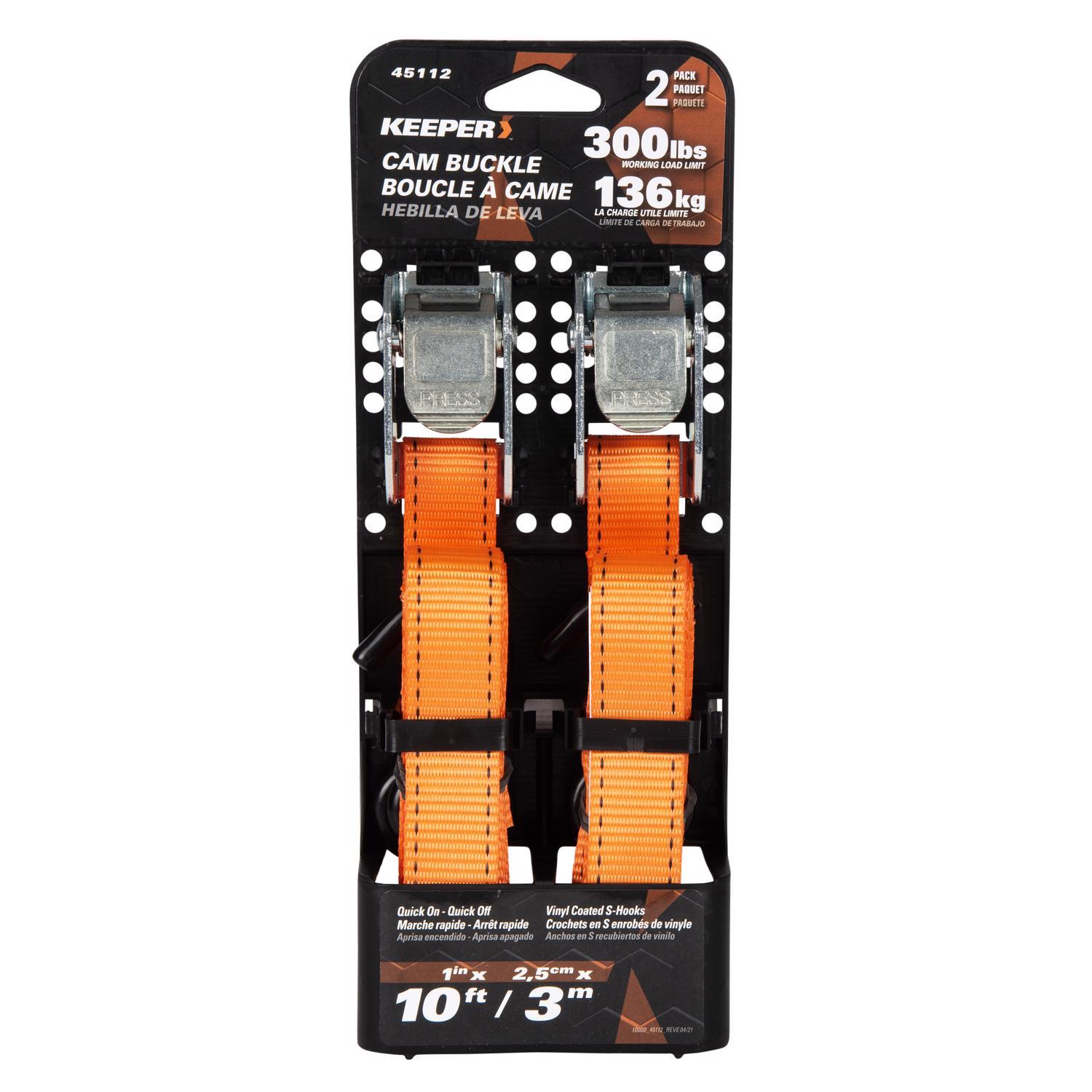 Keeper 1 in. W X 10 ft. L Orange Tie Down 300 lb 2 pk