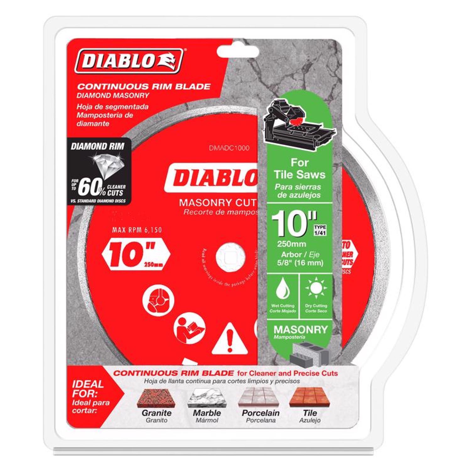 Diablo 10 in. D X 5/8 in. X.063 in. thick Diamond Continuous Rim Masonry Cut-Off Disc 1 pk