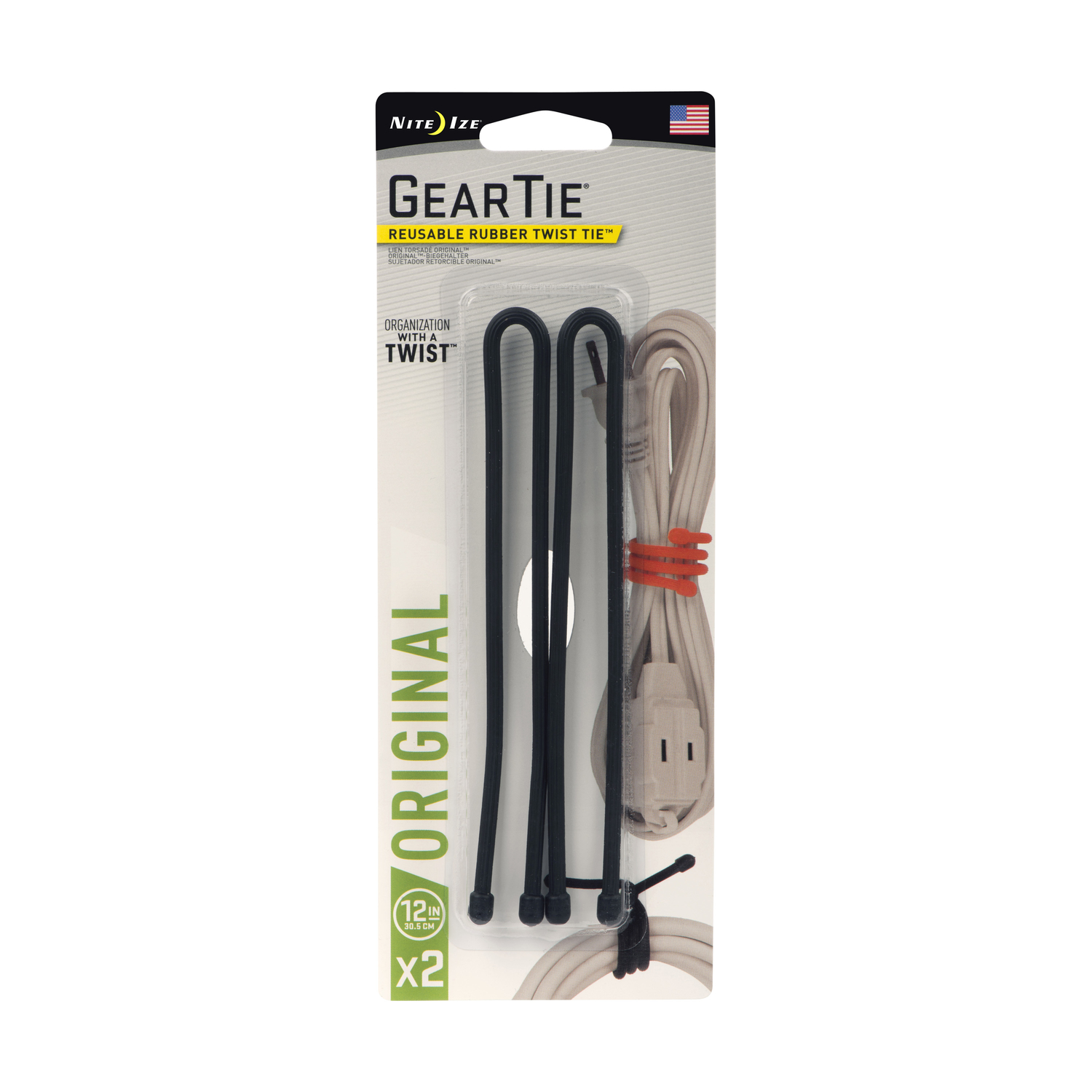 Nite Ize Gear Tie 12 in. L Black Twist Ties 2 pk