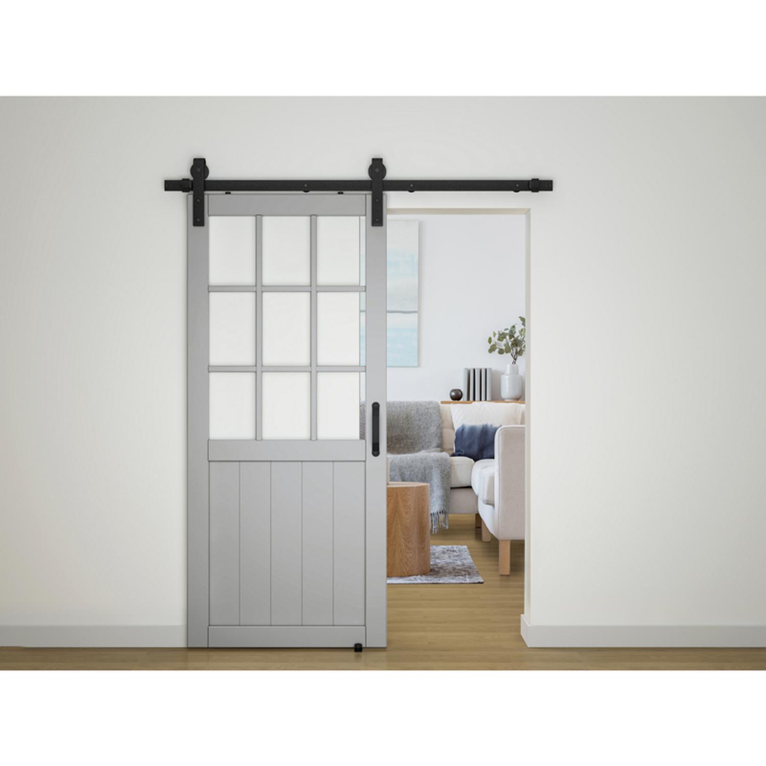 National Hardware Classic 96 in. L Matte Black Steel Barn Door Hanger Kit 1 pc