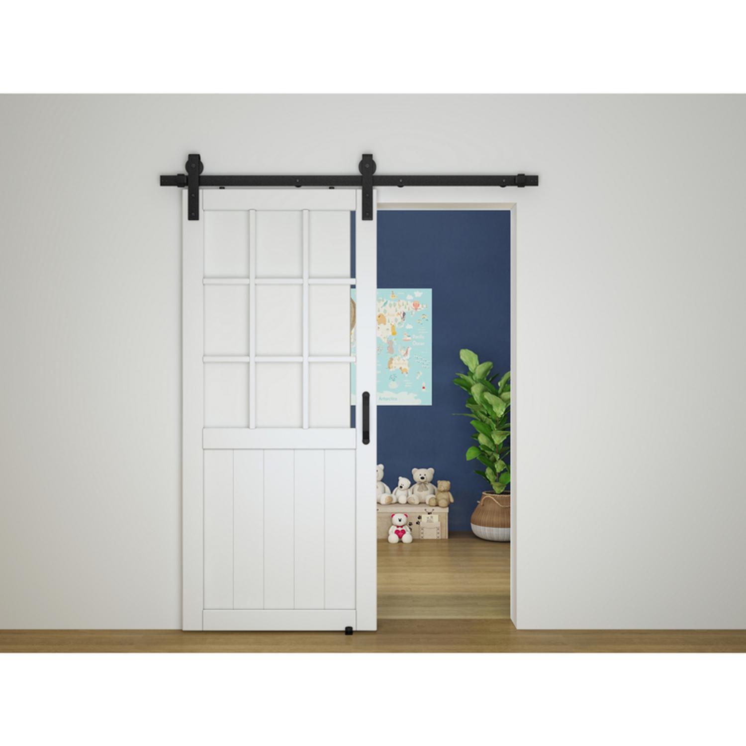 National Hardware Classic 96 in. L Matte Black Steel Barn Door Hanger Kit 1 pc