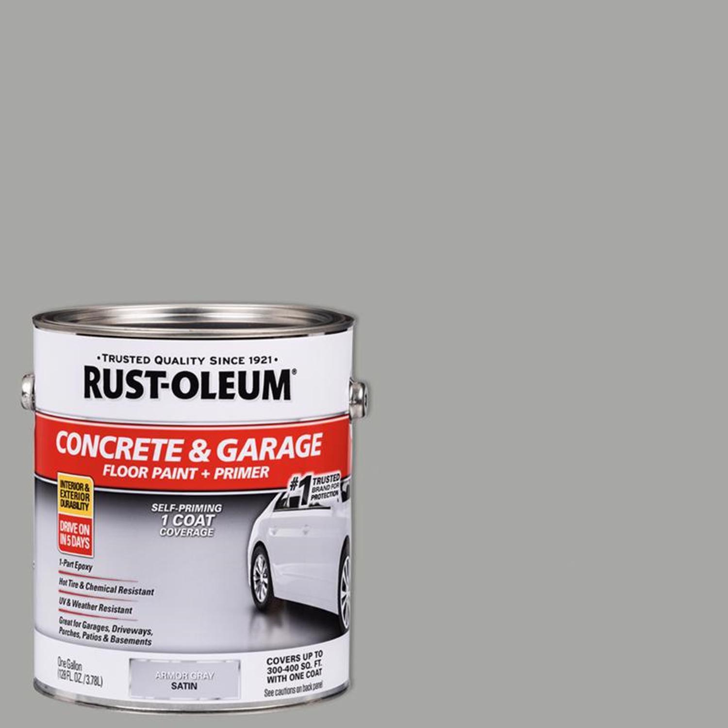 Rust-Oleum Satin Armor Gray Water-Based Acrylic Concrete & Garage Floor Paint 1 gal