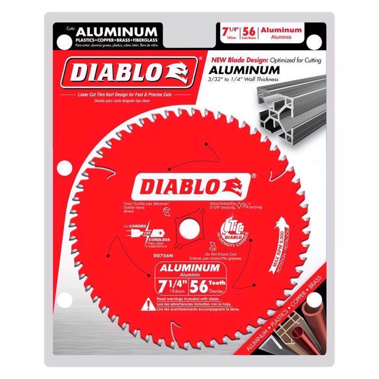 Diablo 7-1/4 in. D X 5/8 in. TiCo Hi-Density Carbide Circular Saw Blade 56 teeth 1 pk
