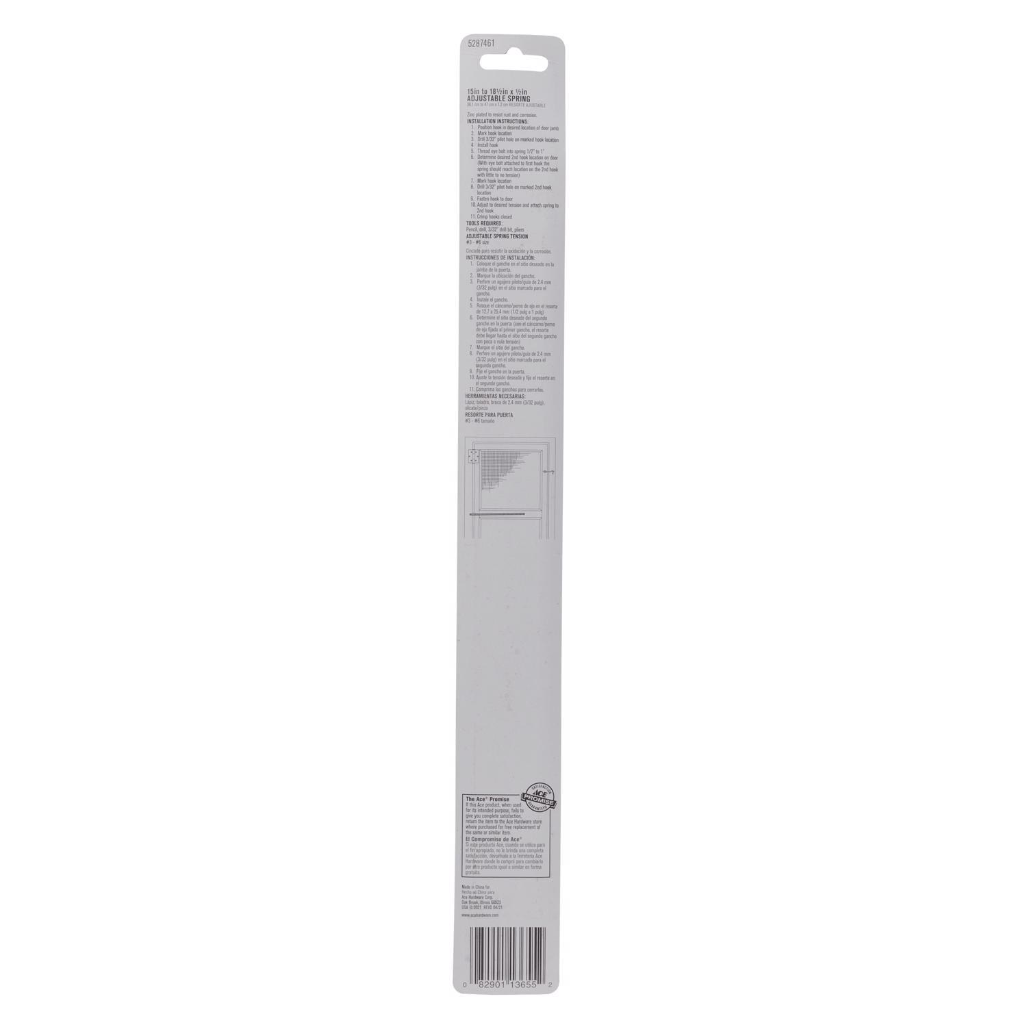 Ace 0.5 in. D X 18.5 in. L Zinc-Plated Metallic Zinc Door Spring