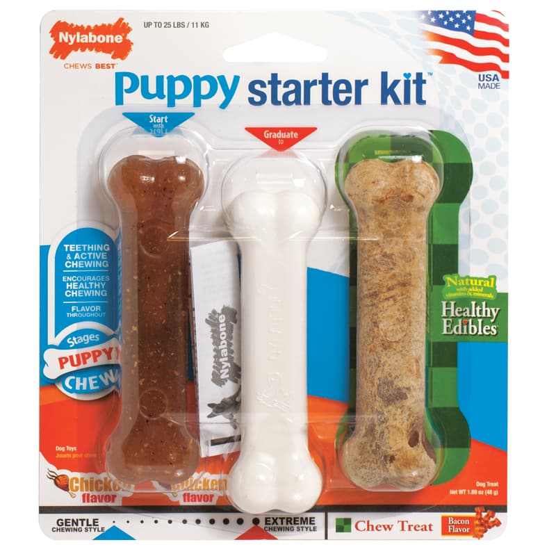 Nylabone Starter Kit For Dog Assorted Plastic Bones Chew Dog Toy 1.89 3 pk