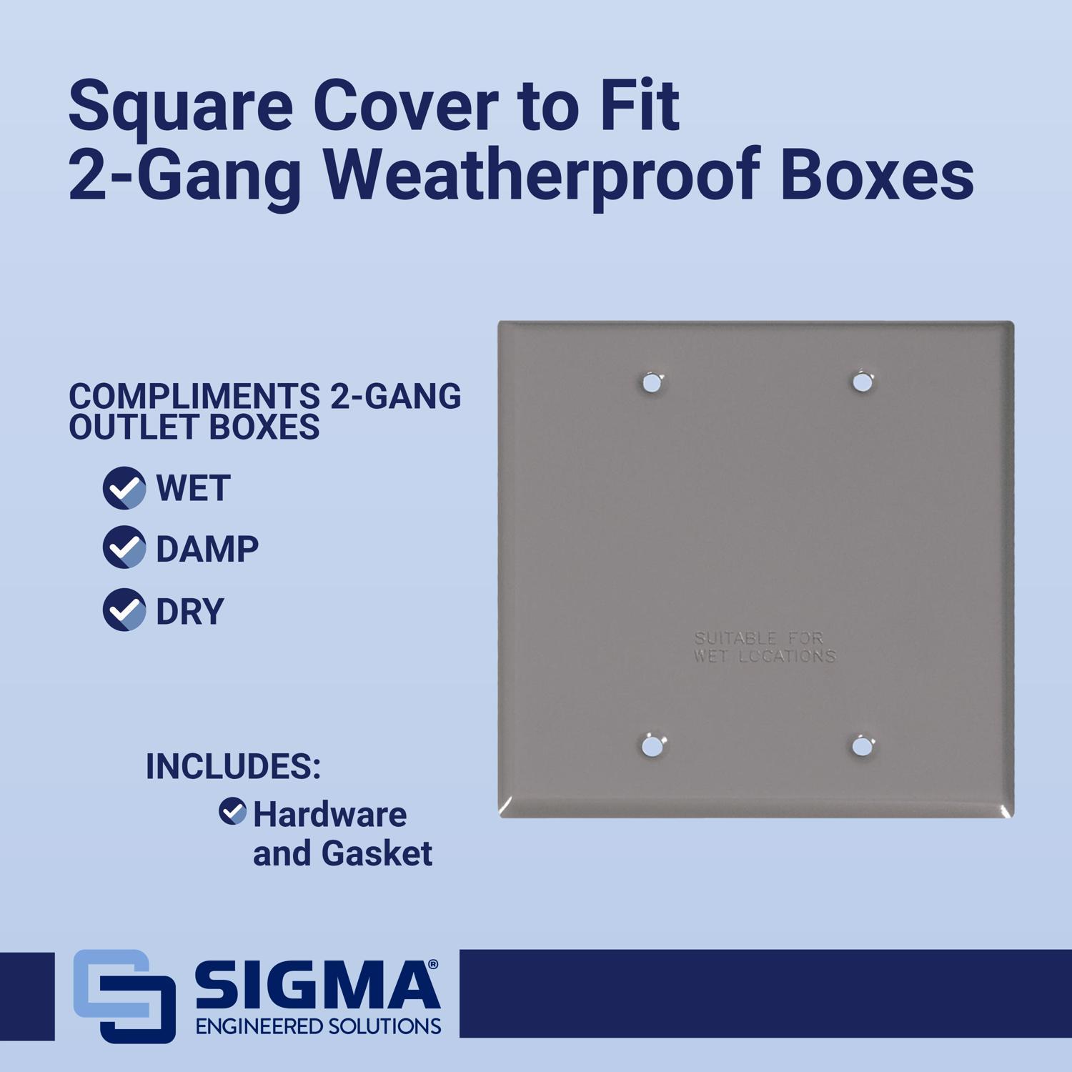 Sigma Engineered Solutions Square Stamped Steel 2 gang 4.49 in. H X 4.49 in. W Flat Box Cover