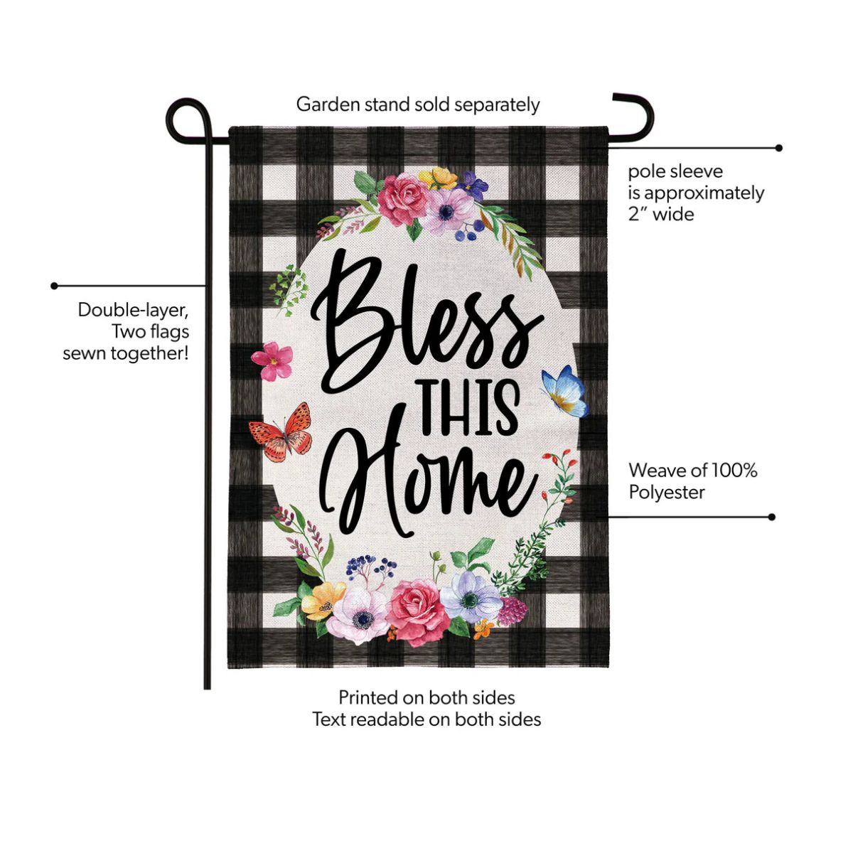 Evergreen Bless This Home Burlap House Flag