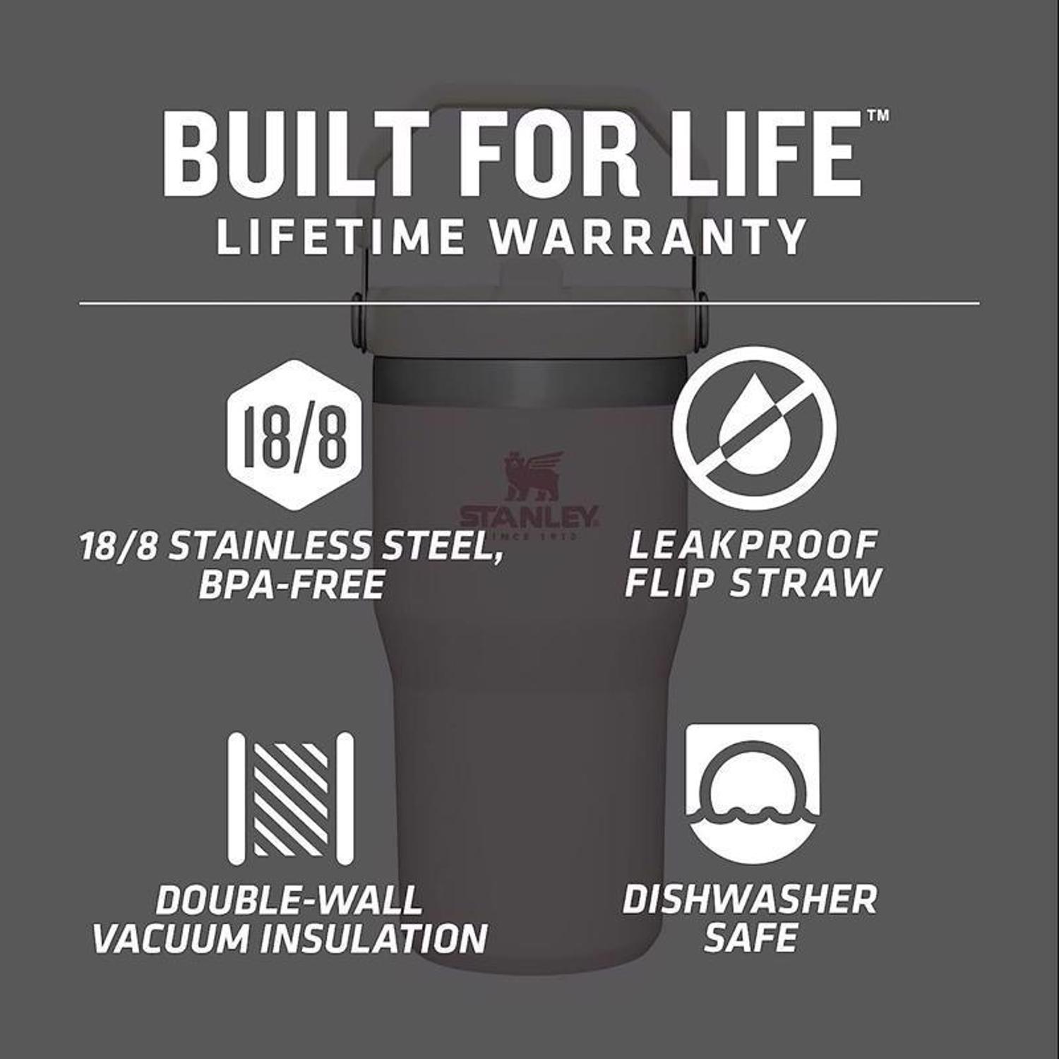 Stanley The IceFlow 20 oz Rose Quartz BPA Free Double-wall Vacuum Insulated Straw Tumbler