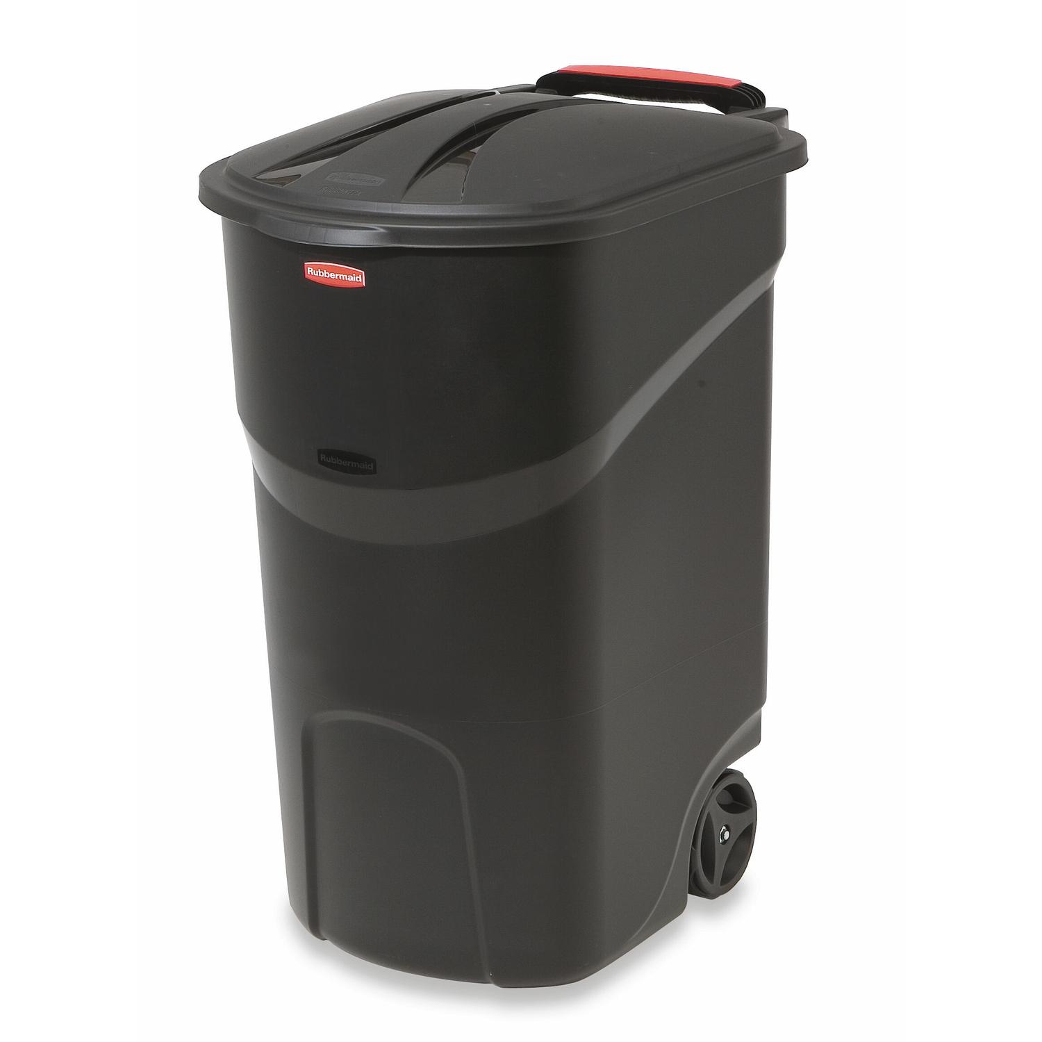 Rubbermaid Roughneck 45 gal Black Plastic Wheeled Garbage Can Lid Included