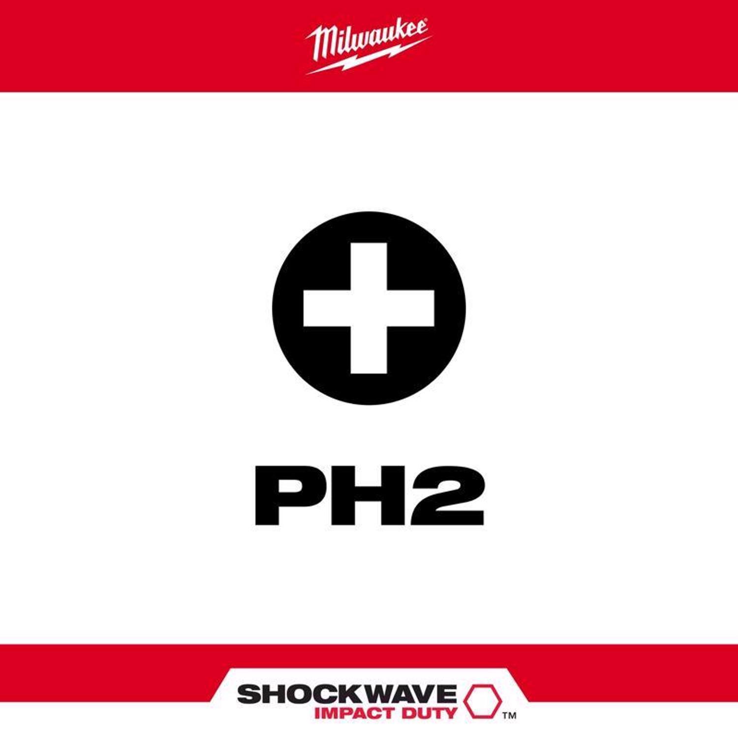 Milwaukee Shockwave Phillips #2 X 3-1/2 in. L Impact Power Bit Steel 1 pc