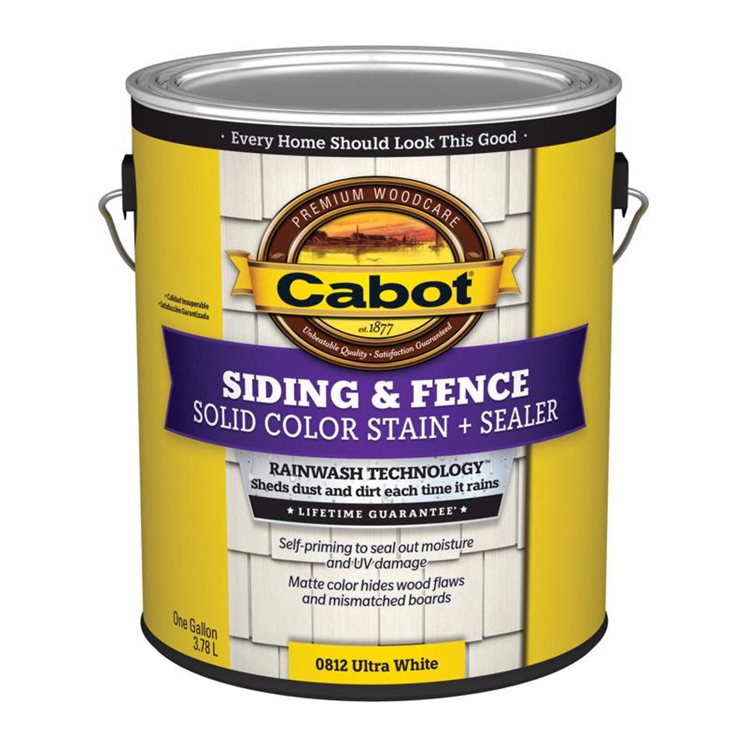 Cabot Siding & Fence Solid Tintable Ultra White Base Water-Based Acrylic Stain and Sealer 1 gal