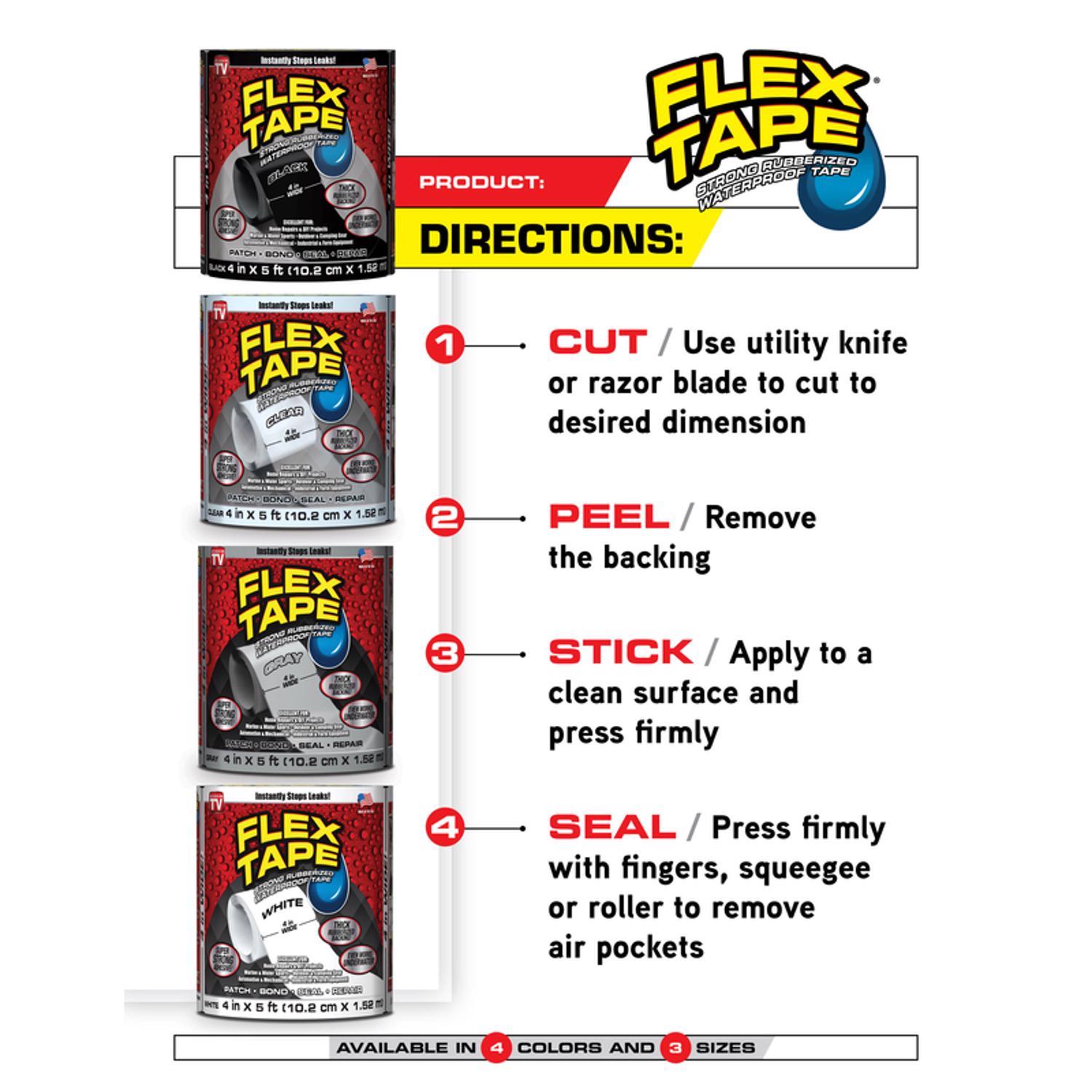 Flex Seal Family of Products Flex Tape 8 in. W X 5 ft. L White Waterproof Repair Tape