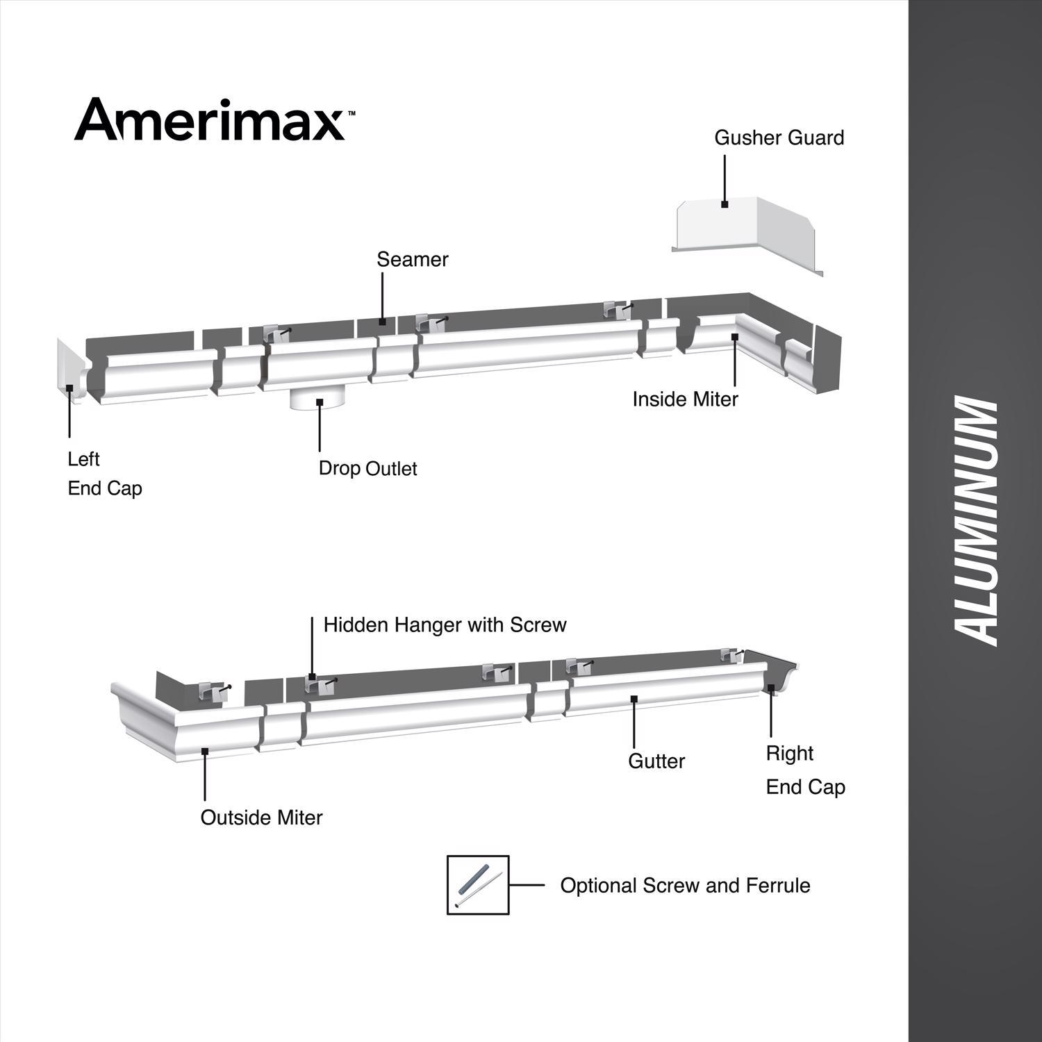 Amerimax 2 in. H X 3 in. W X 120 in. L White Aluminum Rectangular Downspout