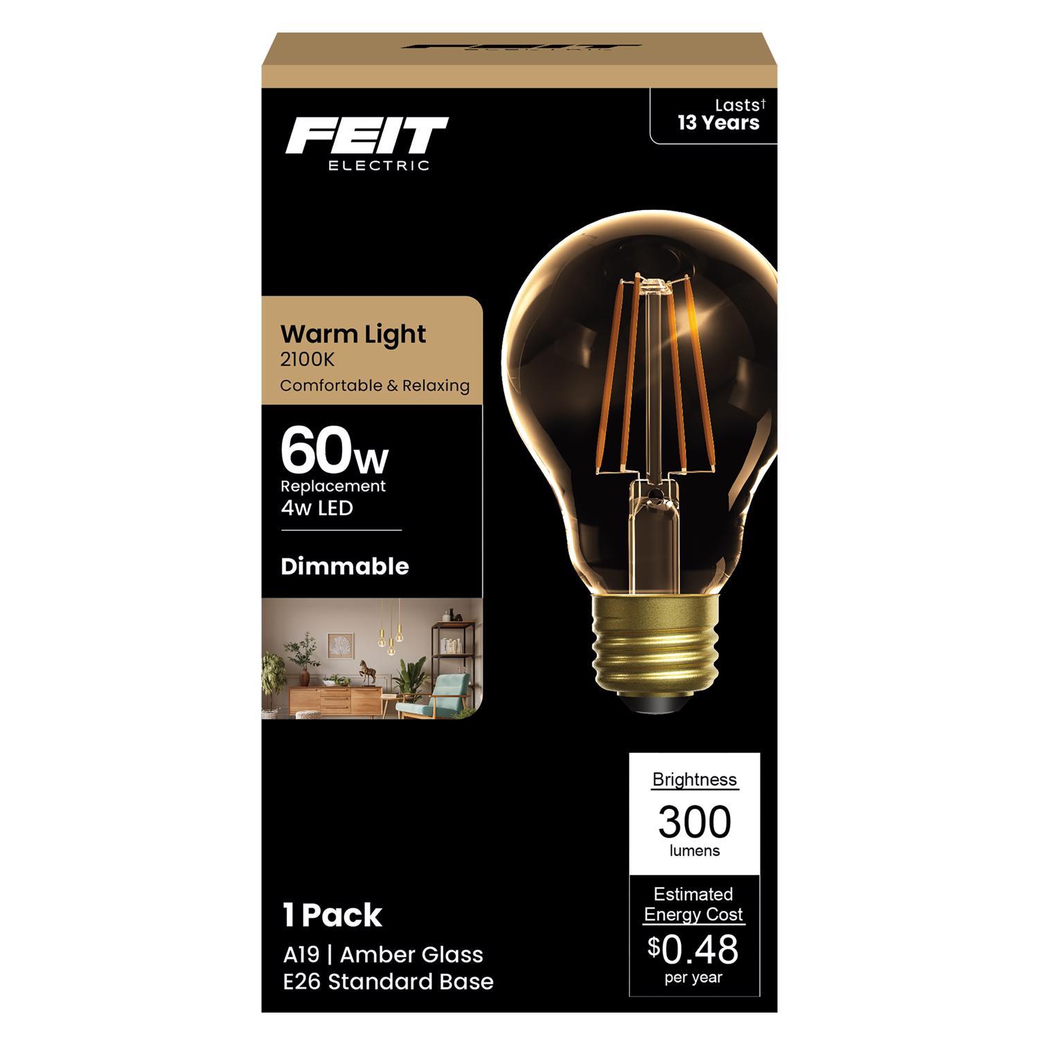 Feit A19 E26 (Medium) LED Bulb Amber Soft White 60 Watt Equivalence 1 pk