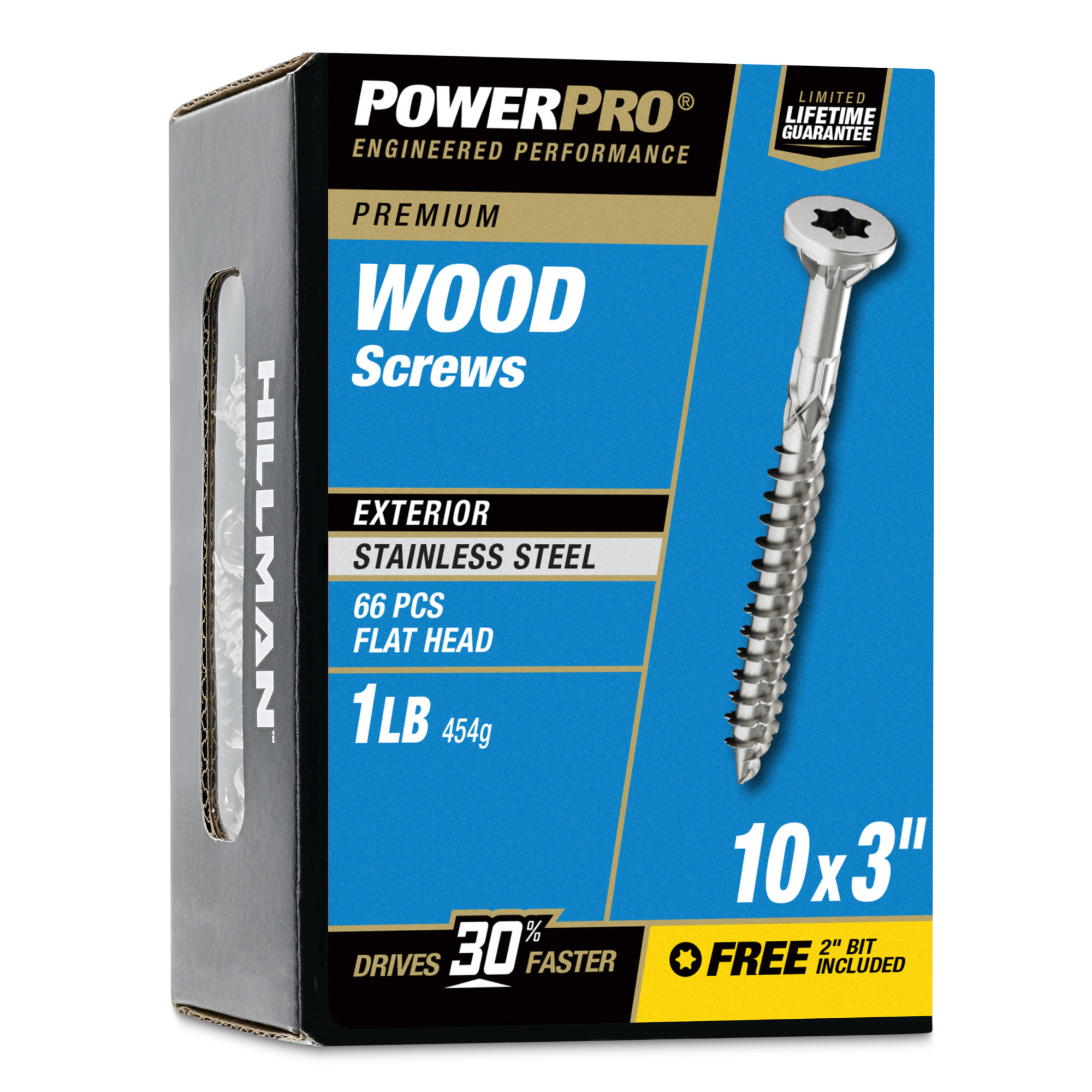 Power Pro Premium 305 Stainless Steel Wood Screws (#10 x 3 in.) - 66 pc