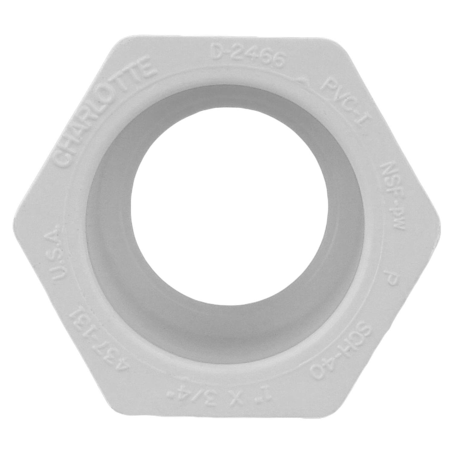 Charlotte Pipe Schedule 40 1 in. Slip X 3/4 in. D Slip PVC Reducing Bushing 1 pk