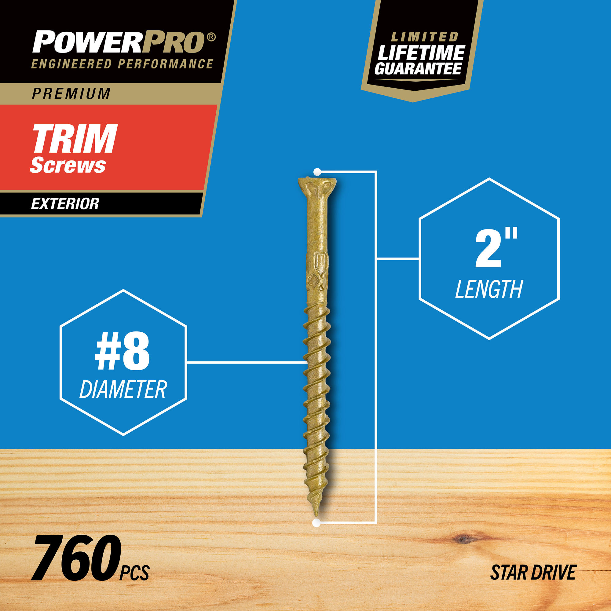 Power Pro&reg; Premium Bronze Exterior Trim Screws (#8 x 2 in.) - 760 pc
