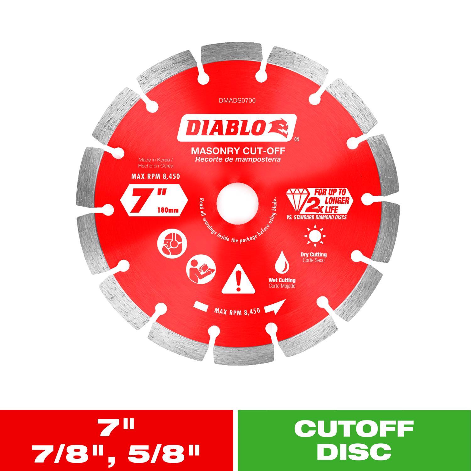 Diablo 7 in. D X 7/8 in. X.094 in. thick Diamond Masonry Cut-Off Disc 1 pk