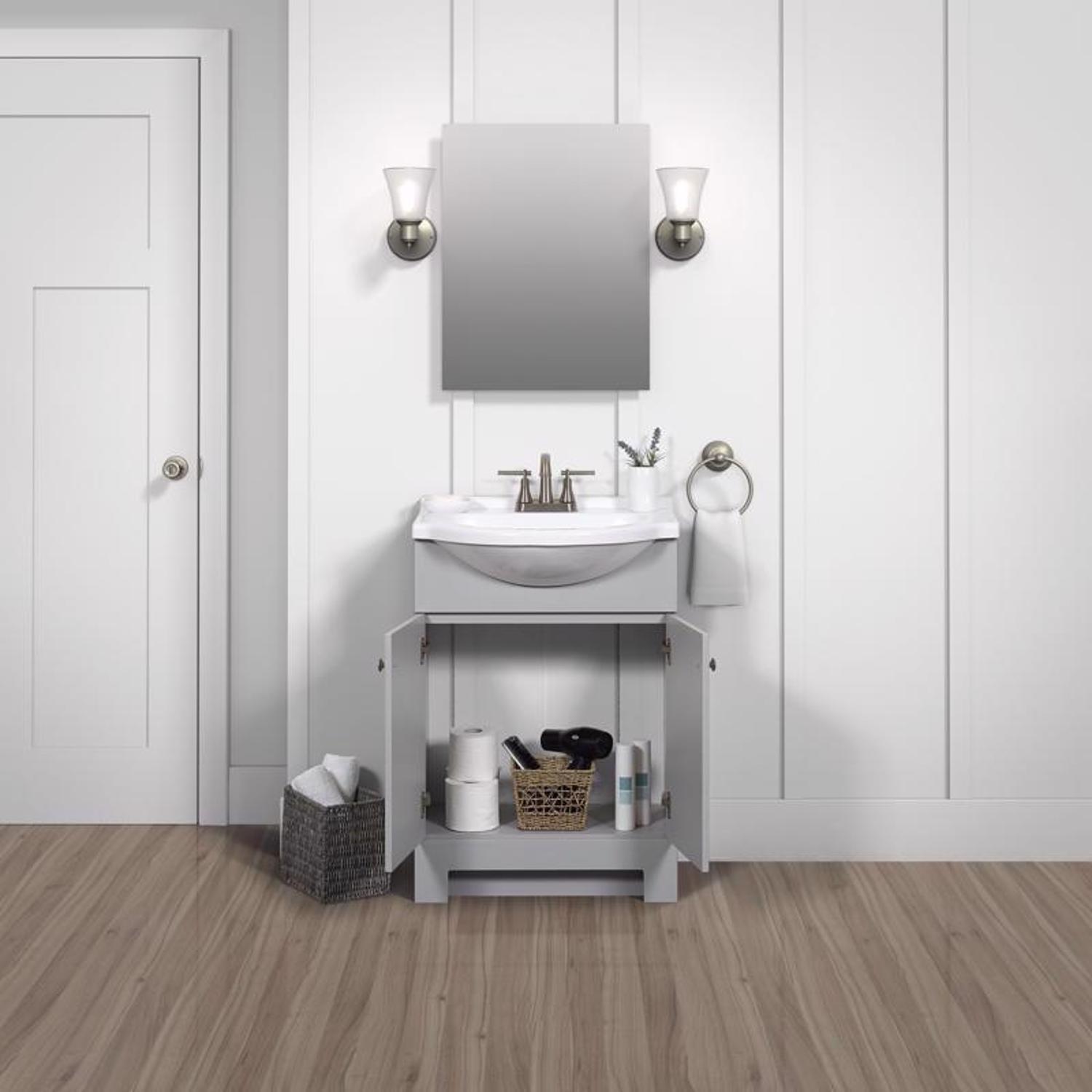 Zenna Home Single Gray Bathroom Vanity 24 in. W X 16 in. D X 35.5 in. H
