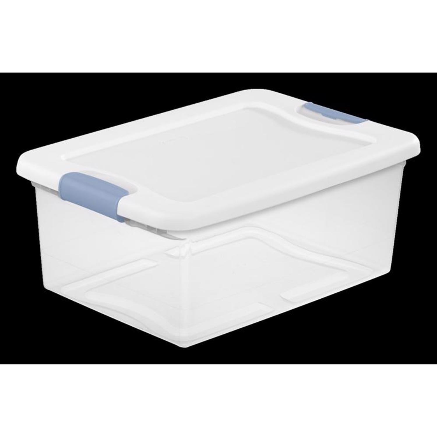 Sterilite 15 qt Clear/White Latch Storage Box 6-3/4 in. H X 16-1/4 in. W X 11-1/4 in. D Stackable