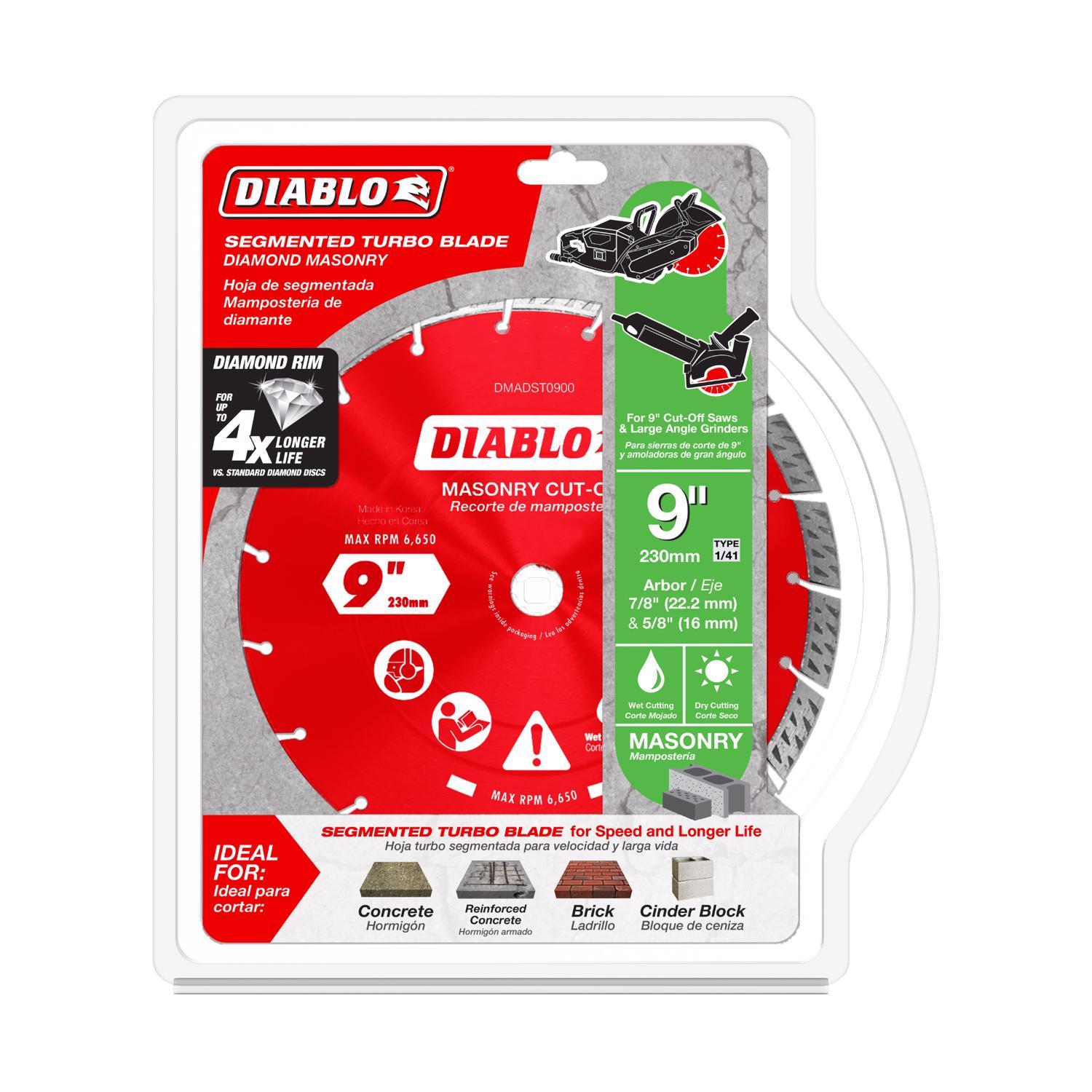 Diablo 9 in. D X 7/8 in. X.102 in. thick Diamond Turbo Rim Masonry Cut-Off Disc