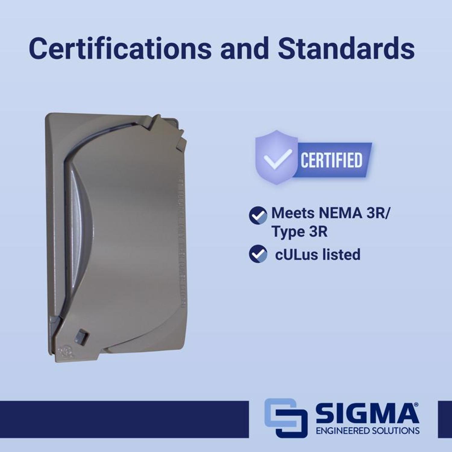 Sigma Engineered Solutions Rectangle Die-Cast Metal 1 gang 4.57 in. H X 2.81 in. W Universal Cover