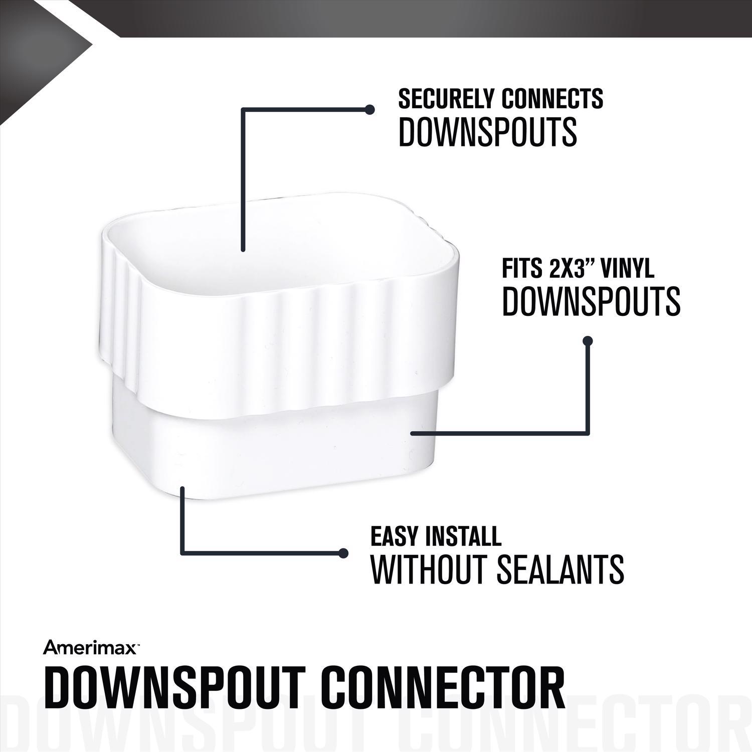 Amerimax 3 in. H X 2 in. W X 3 in. L White Vinyl K Downspout Connector