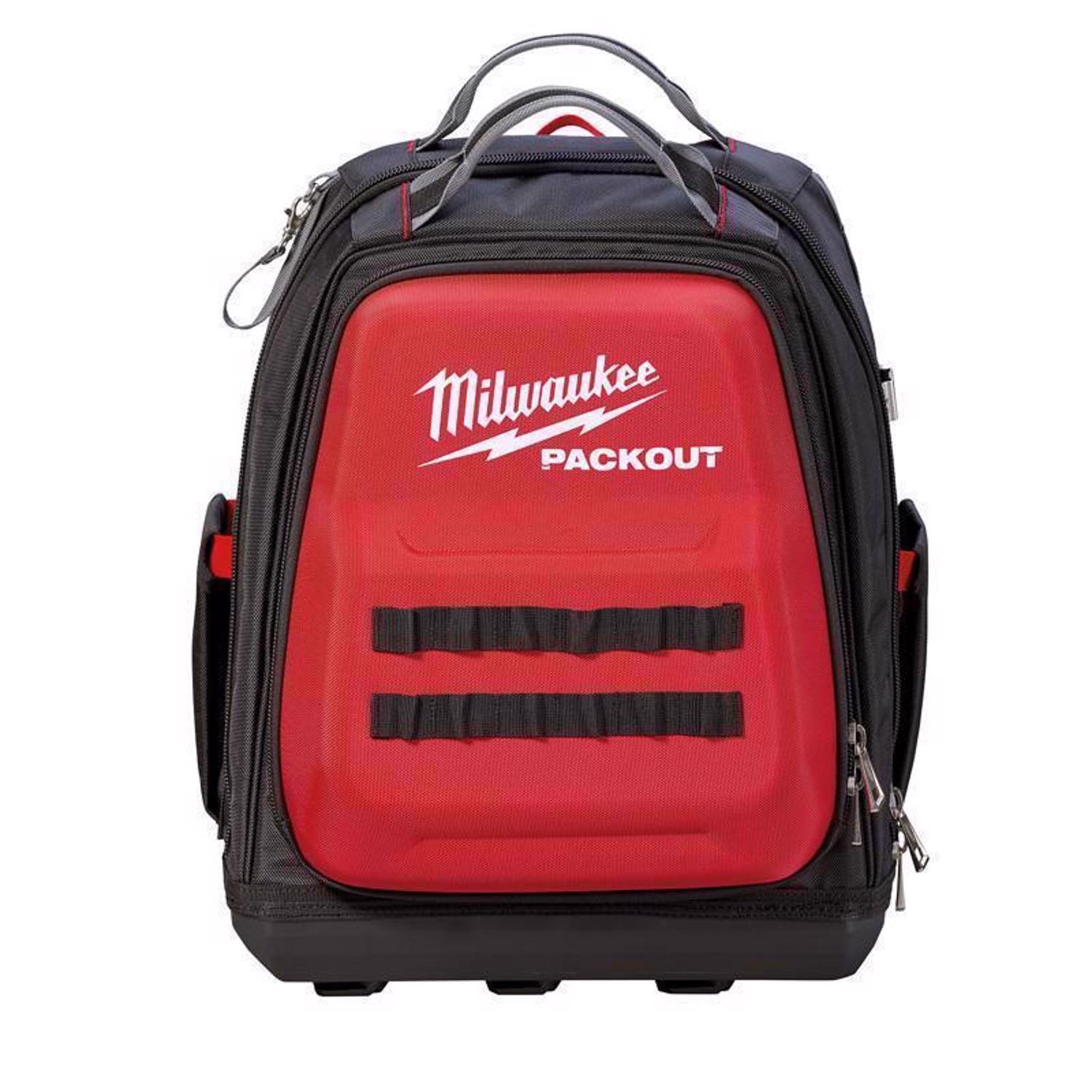Milwaukee Packout Ballistic Nylon Ultimate Jobsite Backpack Tool Bag 48 pocket Black/Red 1 pc