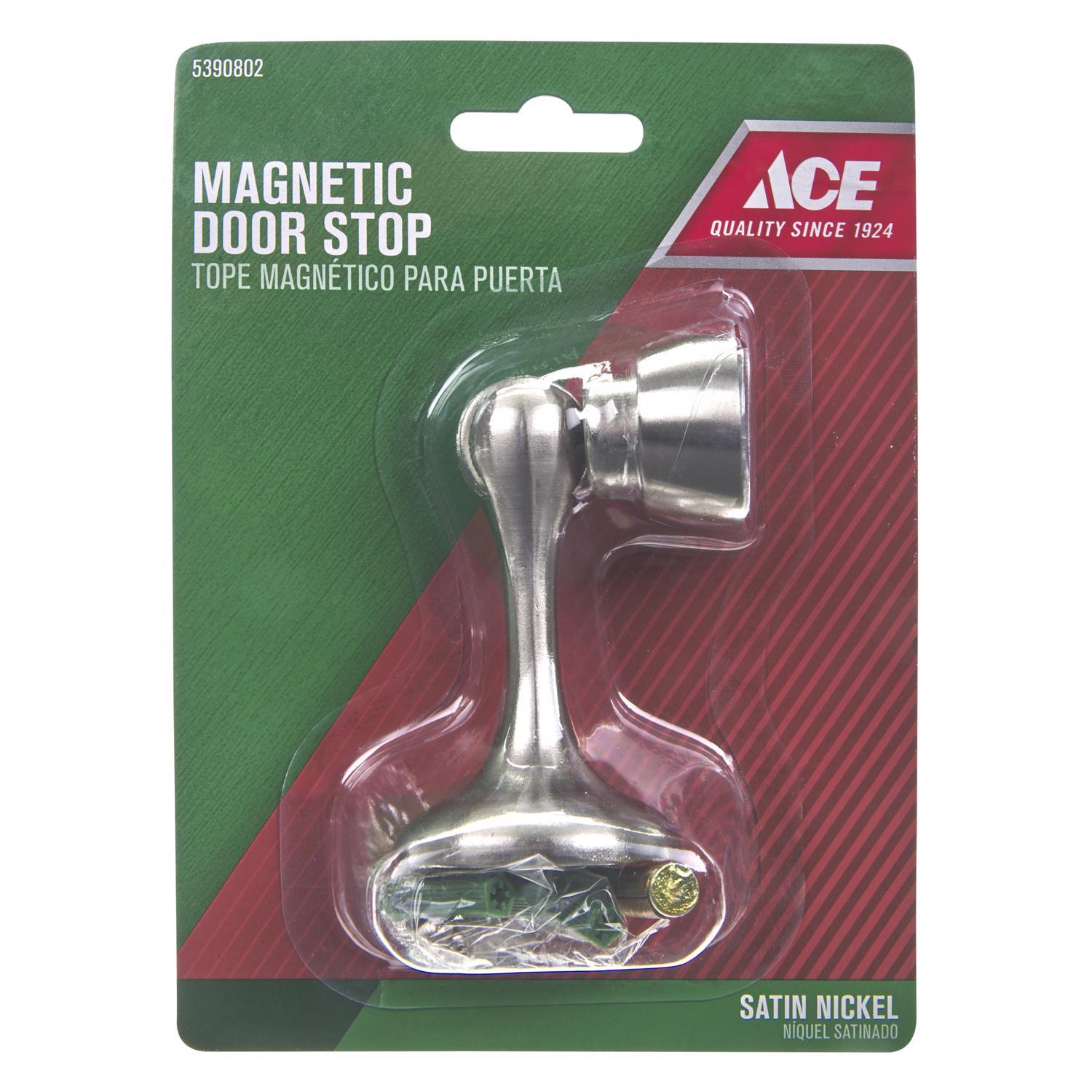 Ace Metal Satin Nickel Silver Magnetic Door Stop Mounts to door 0 in.