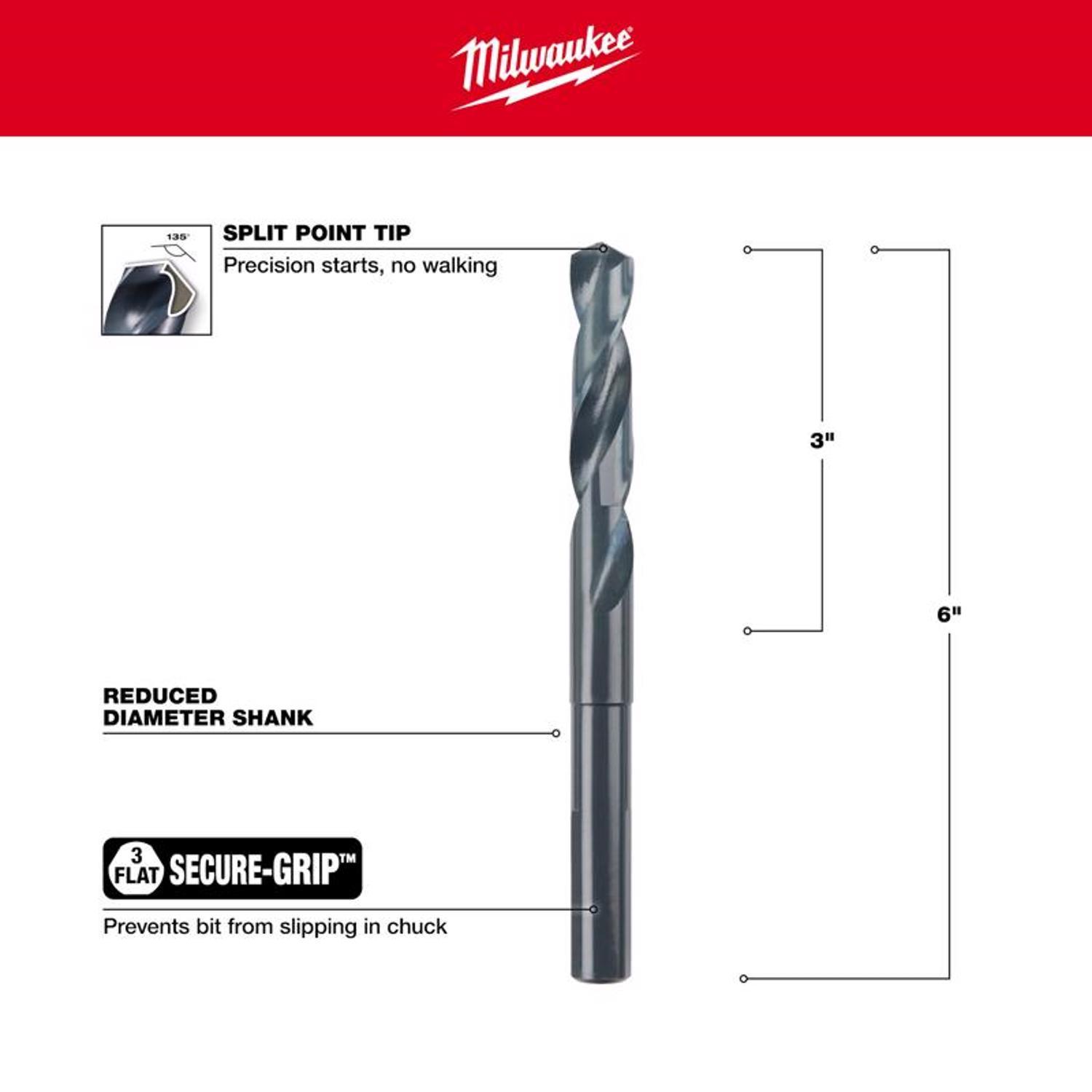 Milwaukee 17/32 in. X 6 in. L Thunderbolt Drill Bit 3-Flat Shank 1 pc