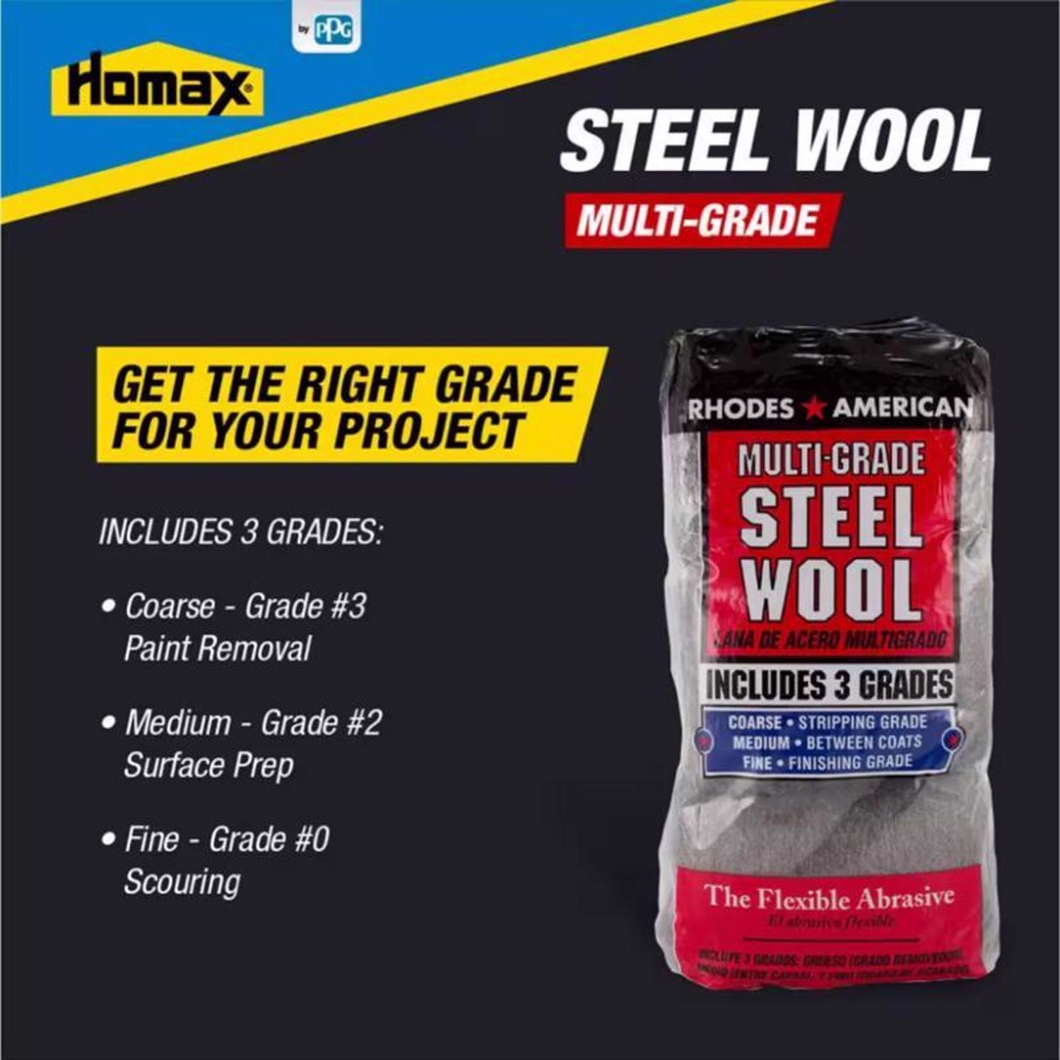 Rhodes American 3 Grade Medium/Coarse/Fine Steel Wool Pad 12 pk